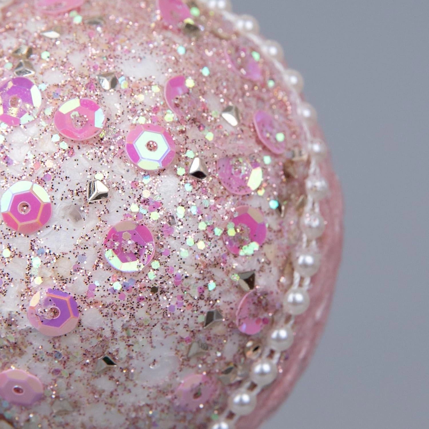 1X Christmas Hanging Ornaments Tree Pendant Baby Pink Bauble 7cm Xmas Decoration