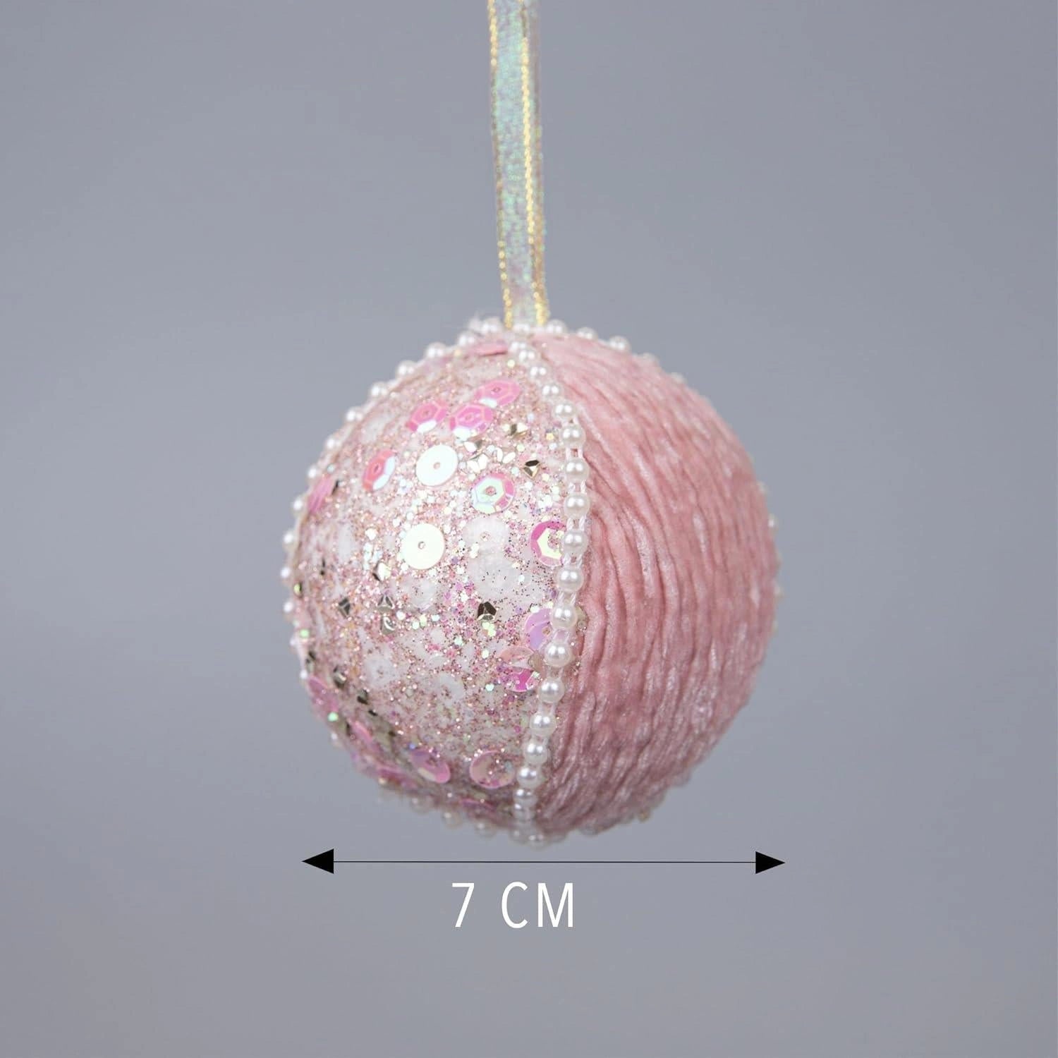 7Cm Bauble Baby Pink - Christmas Hanging Decoration