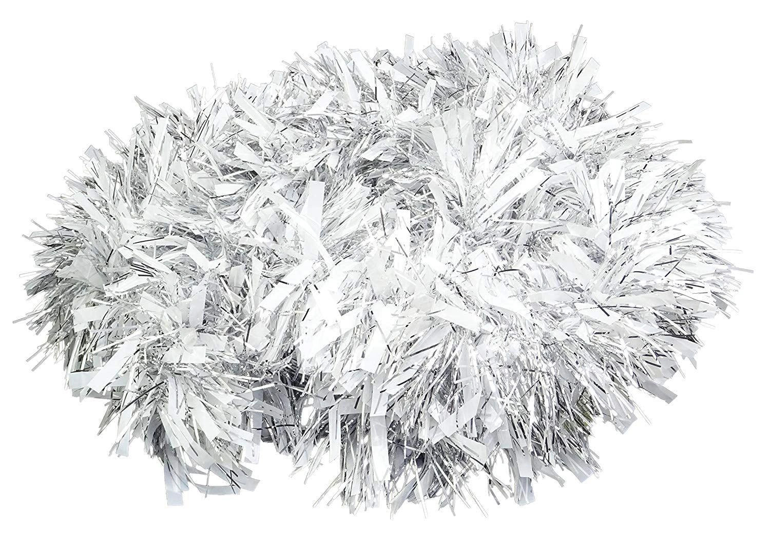 White Silver Thick Chunky Christmas Tree Tinsel Garland Home Decoration 96pcs
