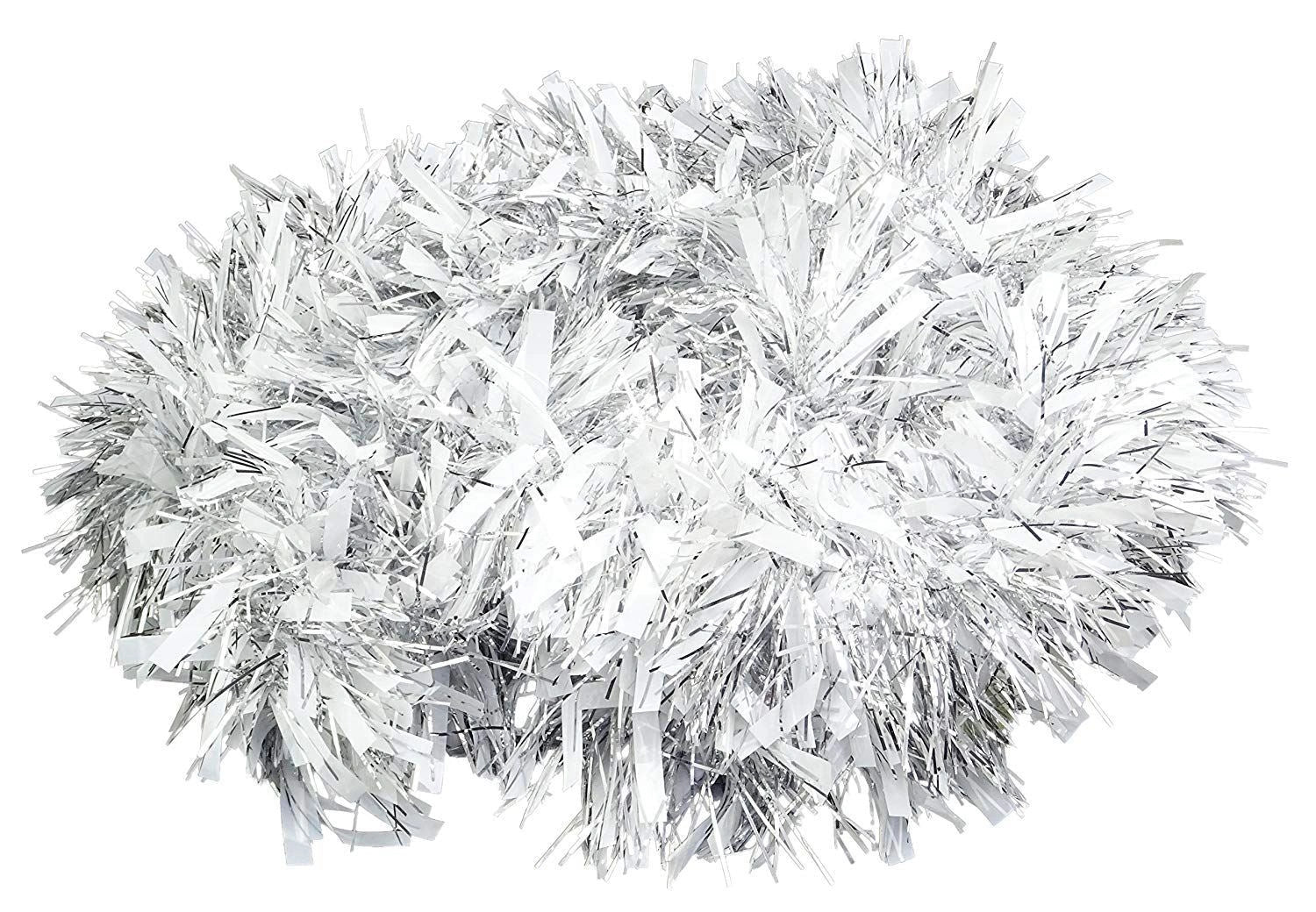White Silver Thick Chunky Christmas Tree Tinsel Garland Home Decoration 96pcs
