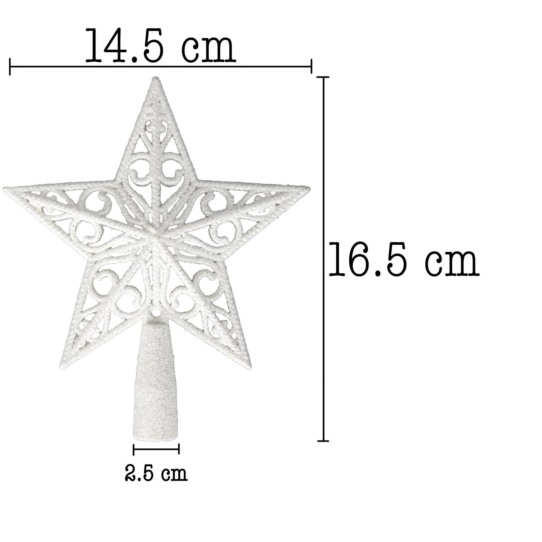 Christmas Star Tree Topper White Glitter Crown Xmas Tree Ornaments Decor 14.5cm