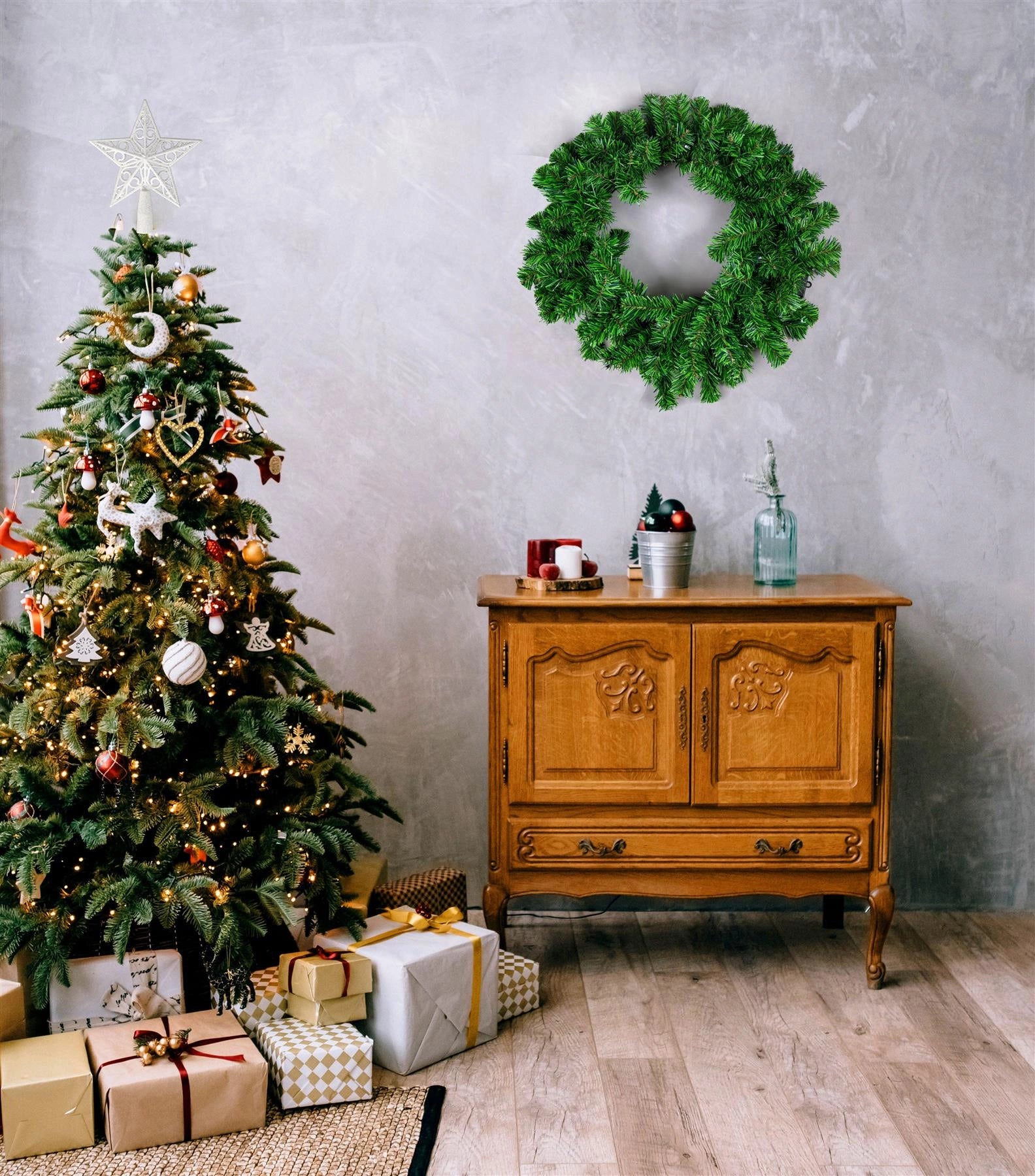 Christmas Star Tree Topper White Glitter Crown Xmas Tree Ornaments Decor 14.5cm