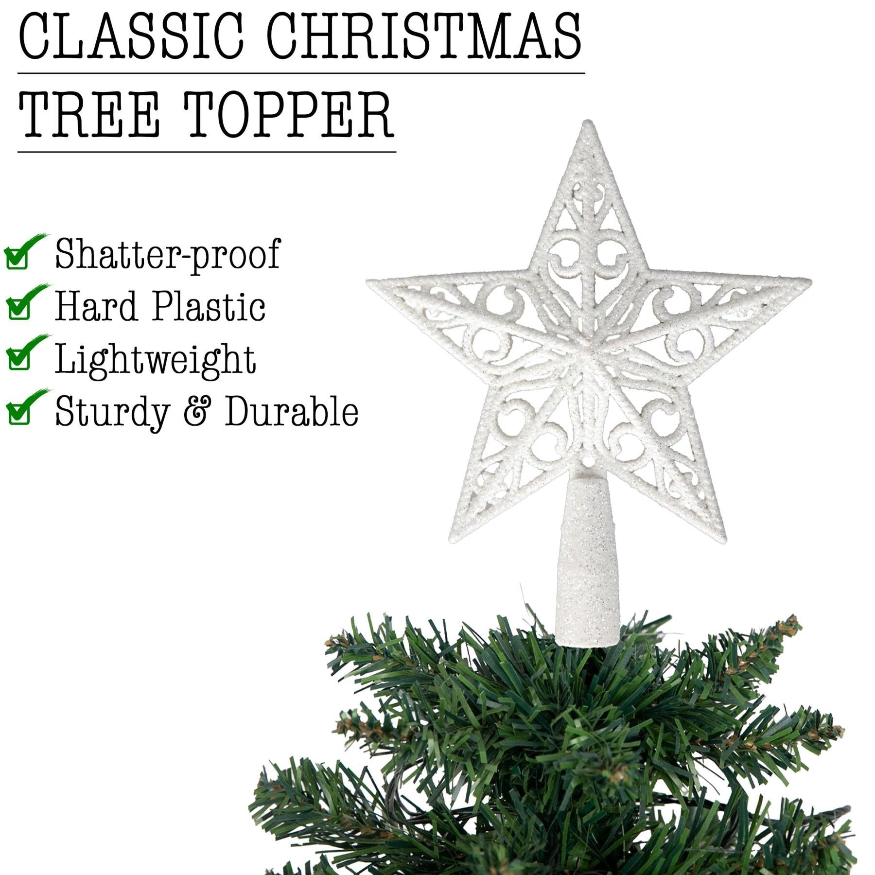 14.5Cm Star Tree Topper White