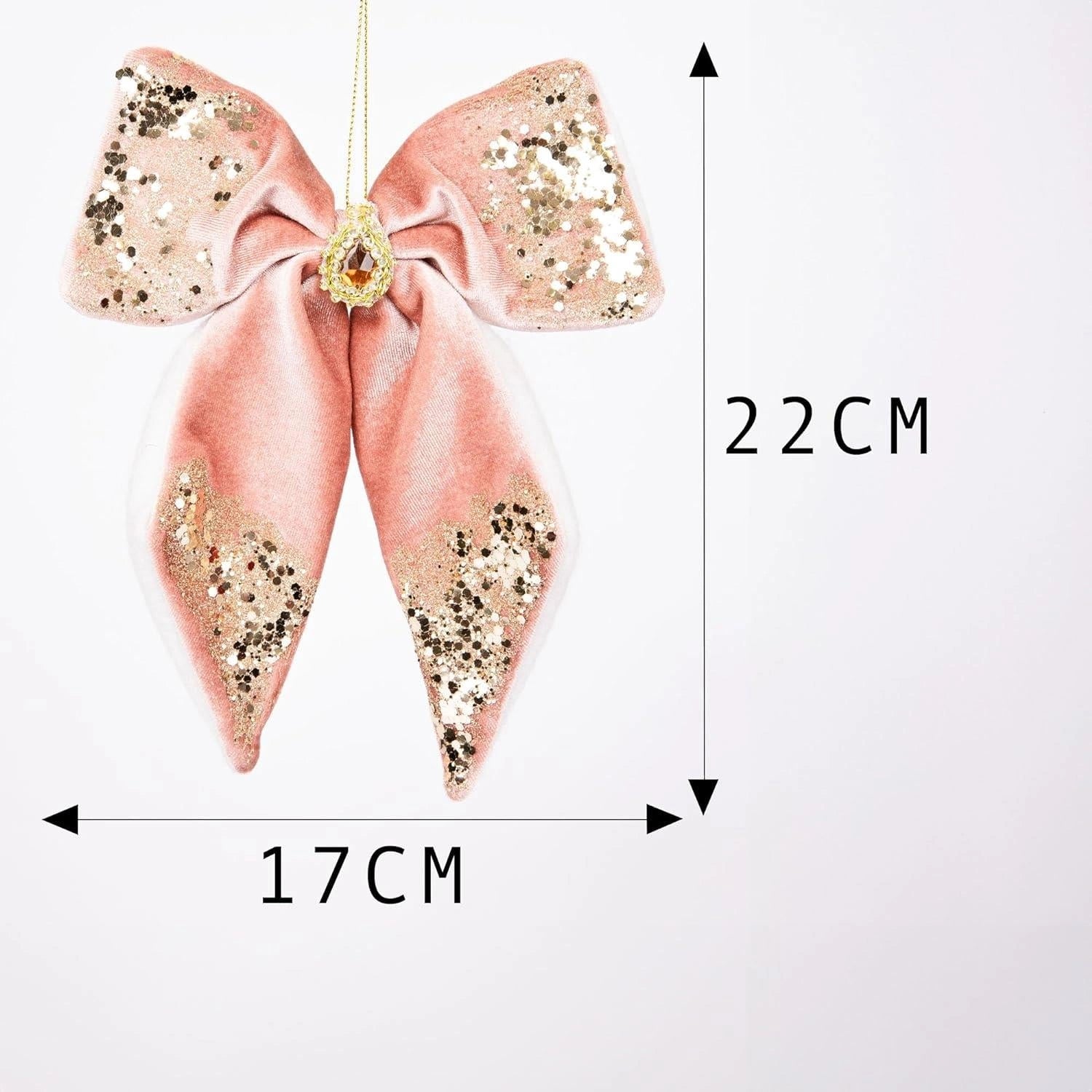 1X Christmas Hanging Ornaments Tree Pendants Pink Bow 17X22cm Xmas Decoration