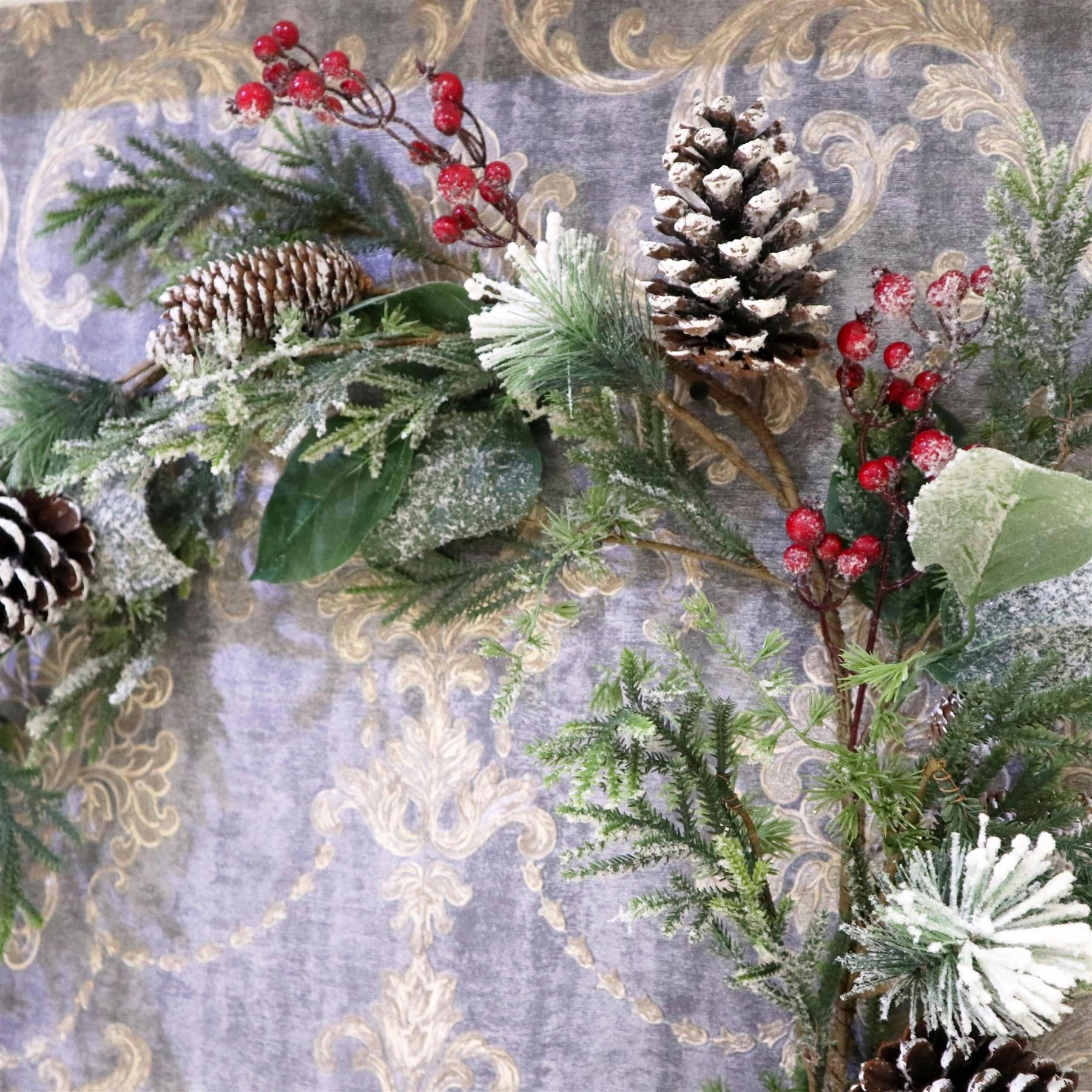 Artificial Berry Flowers Snow Leaf Garland Christmas Home Tree Xmas Decorations