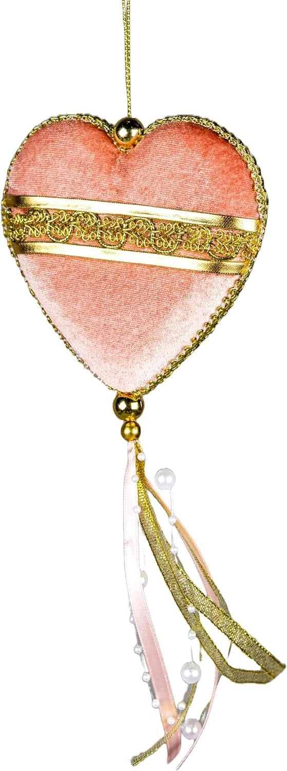 1X Christmas Hanging Ornaments Tree Pendants Heart Pink 11X26cm Xmas Decoration