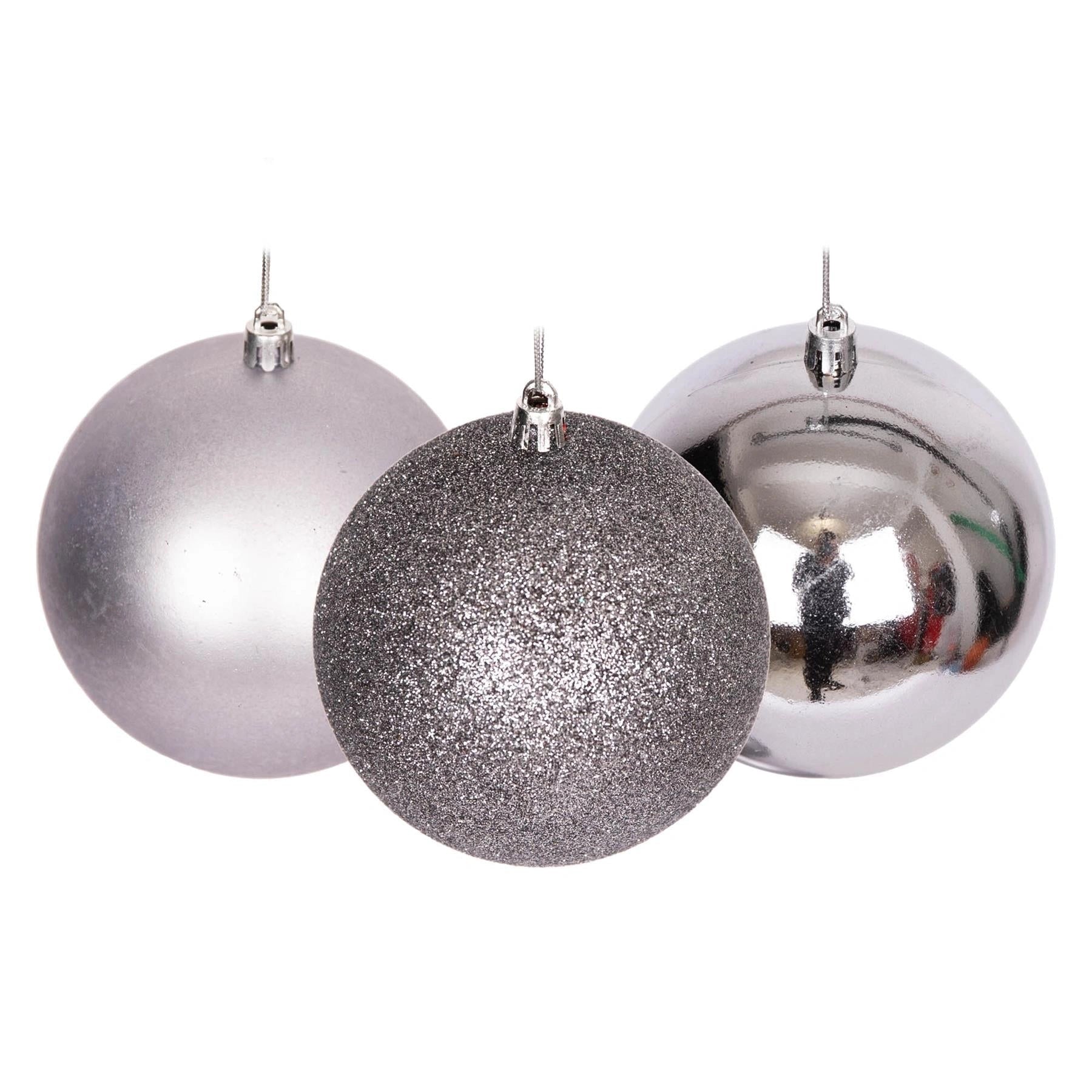 Baubles Mid Grey 10Cm 6Pcs Set Pvc