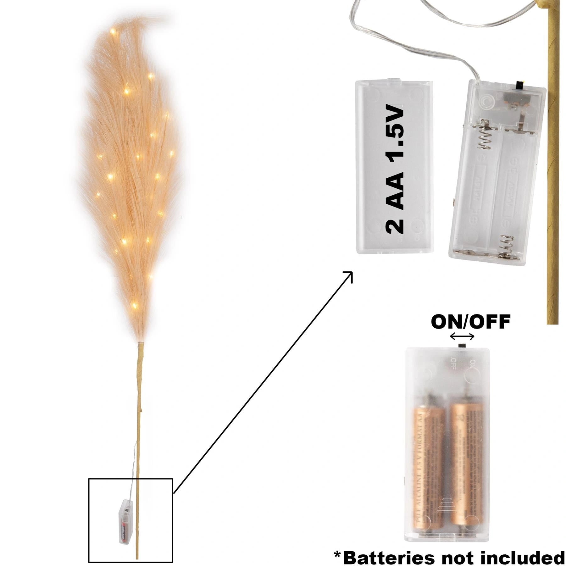 4Pcs 100Cm B/O Pampas Grass Champagne W/ 30 Ww Leds