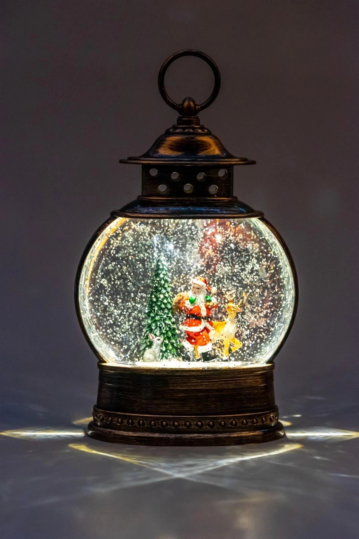 Christmas Lantern Santa Scene Globe Musical Glittering Light Up Xmas Home Decor