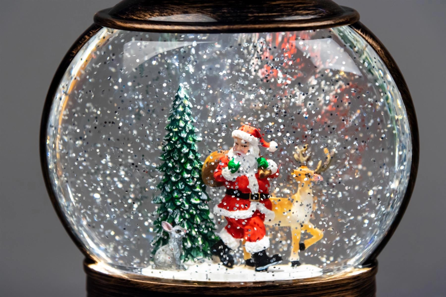 Christmas Lantern Santa Scene Globe Musical Glittering Light Up Xmas Home Decor