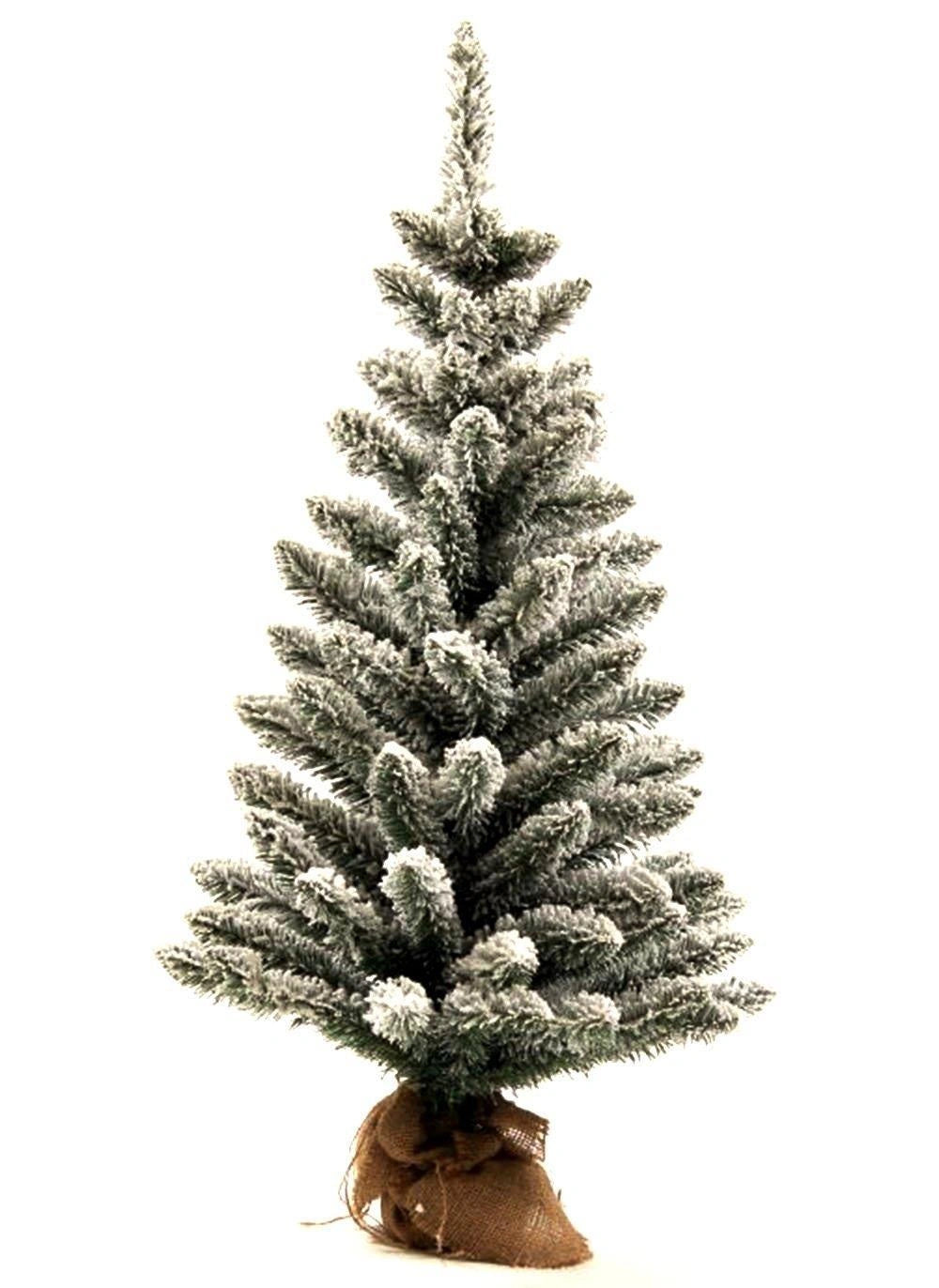 Christmas Tree Tabletop Decorations Snow Flocked Pre-Lit Warm White LEDs 70cm