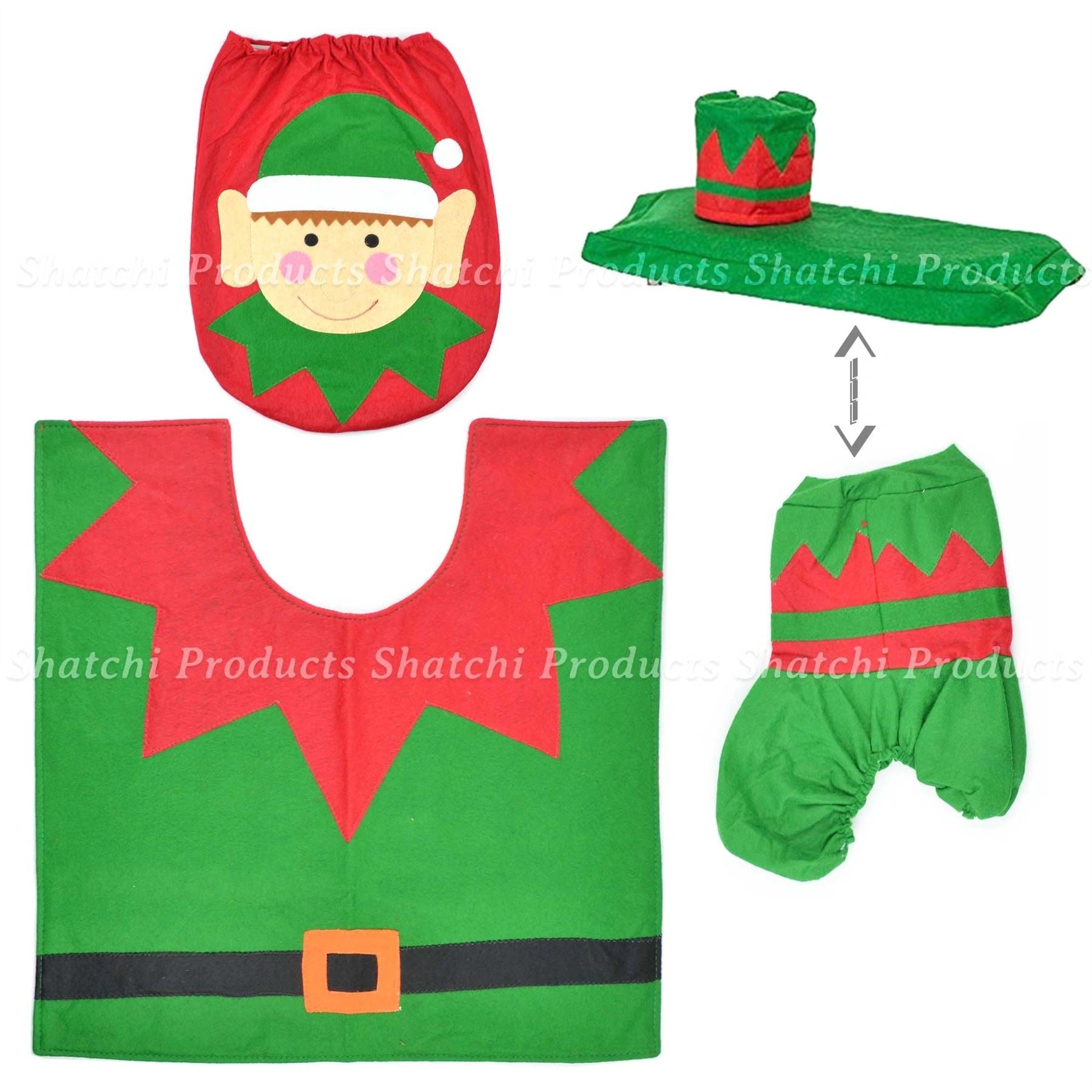 Christmas Elf Toilet Seat Covers Mat Rug Xmas Party Supply Novelty Home Decor