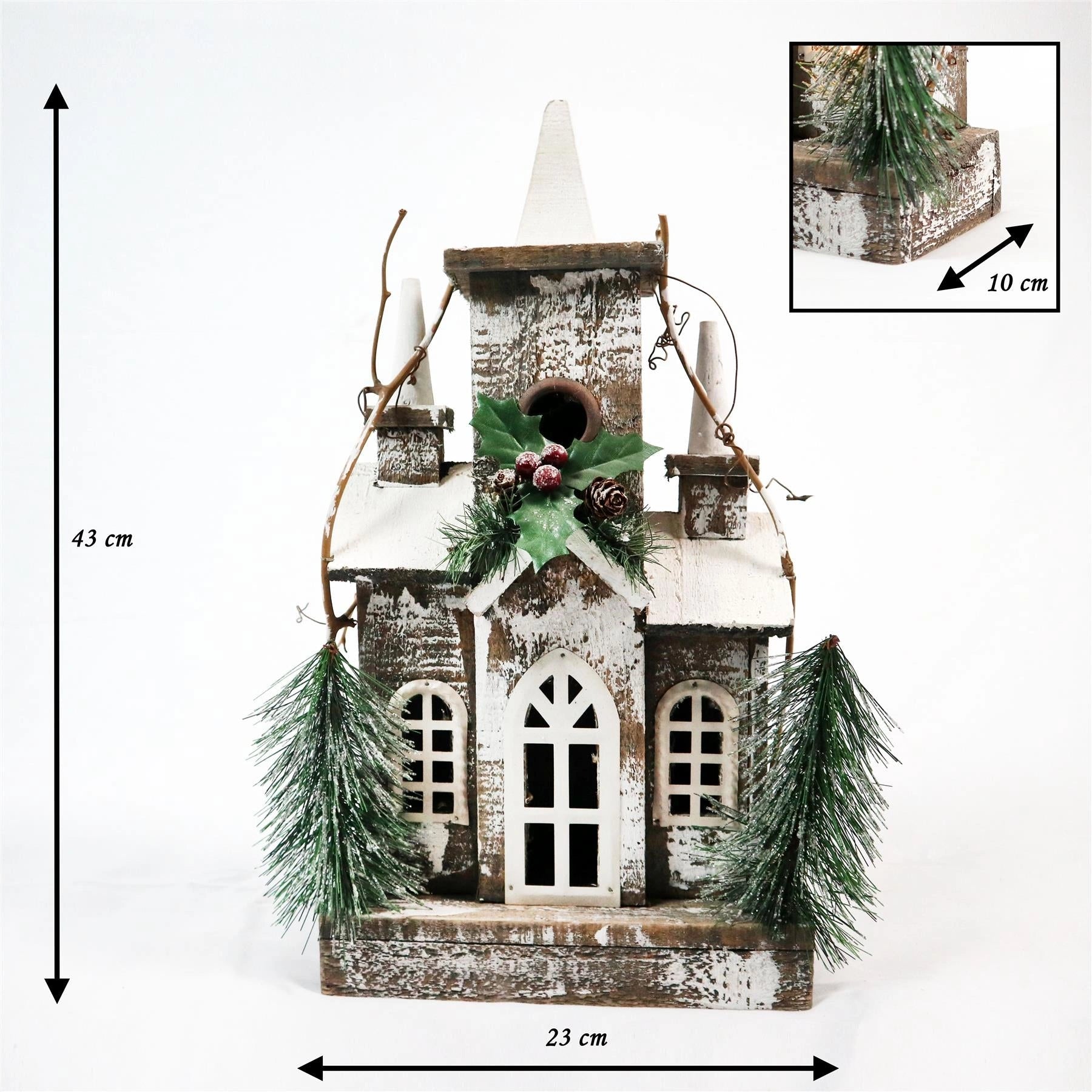 Wooden House Decorative Ornament Figurine Christmas Xmas Party Home Decorations