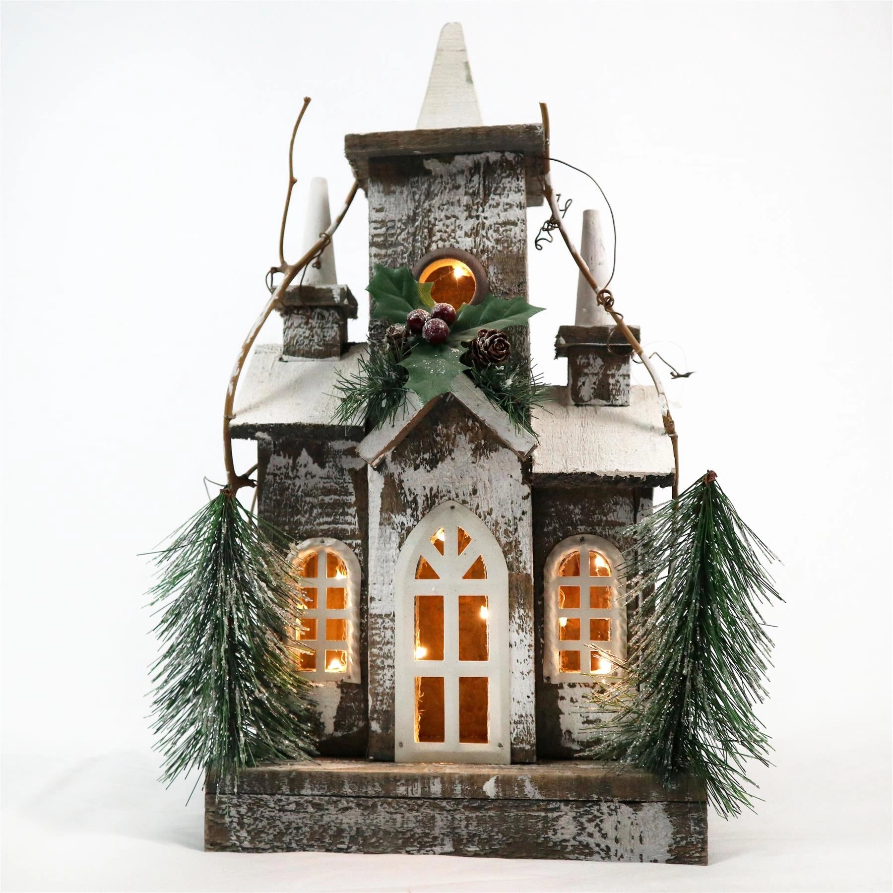 Wooden House Decorative Ornament Figurine Christmas Xmas Party Home Decorations