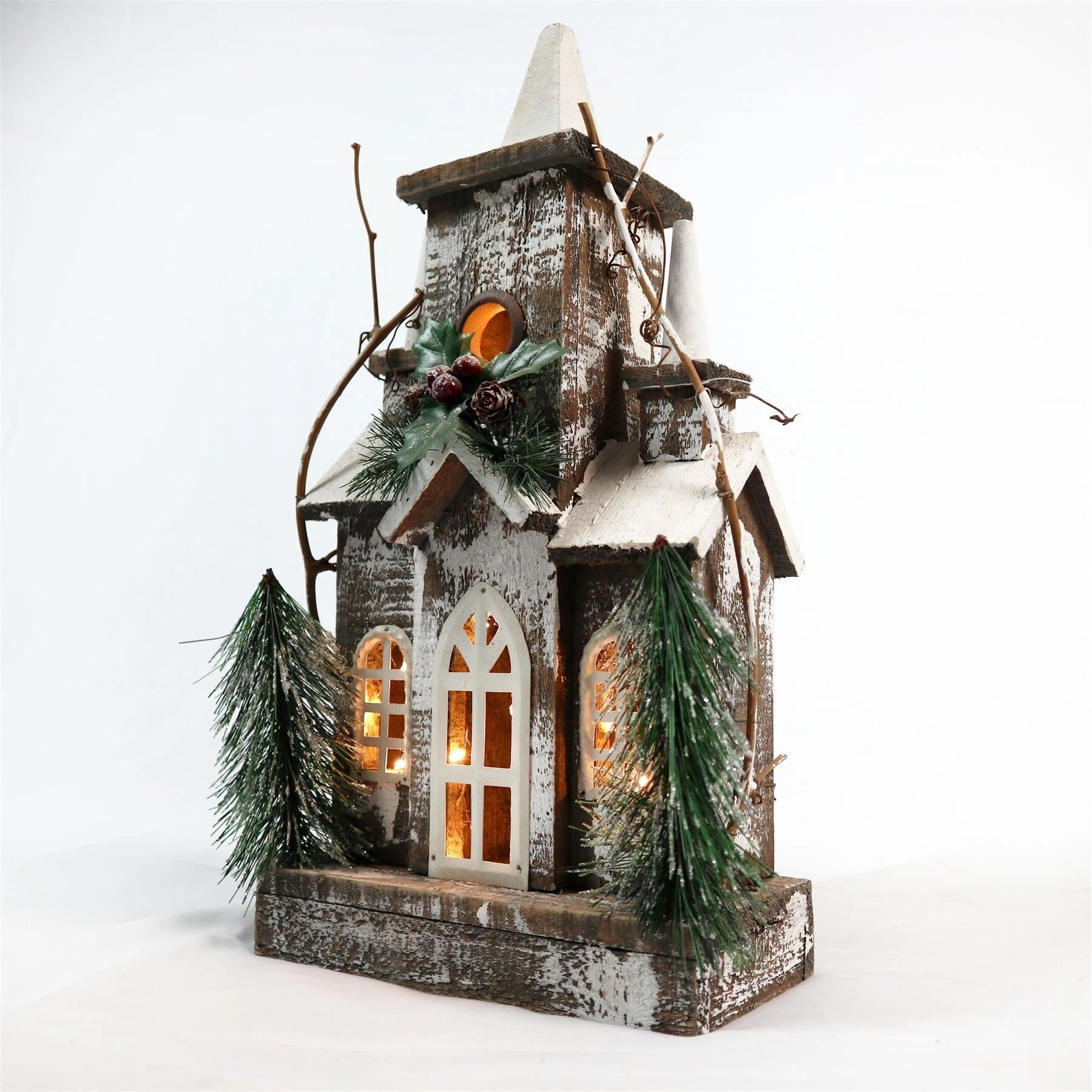 Wooden House Decorative Ornament Figurine Christmas Xmas Party Home Decorations