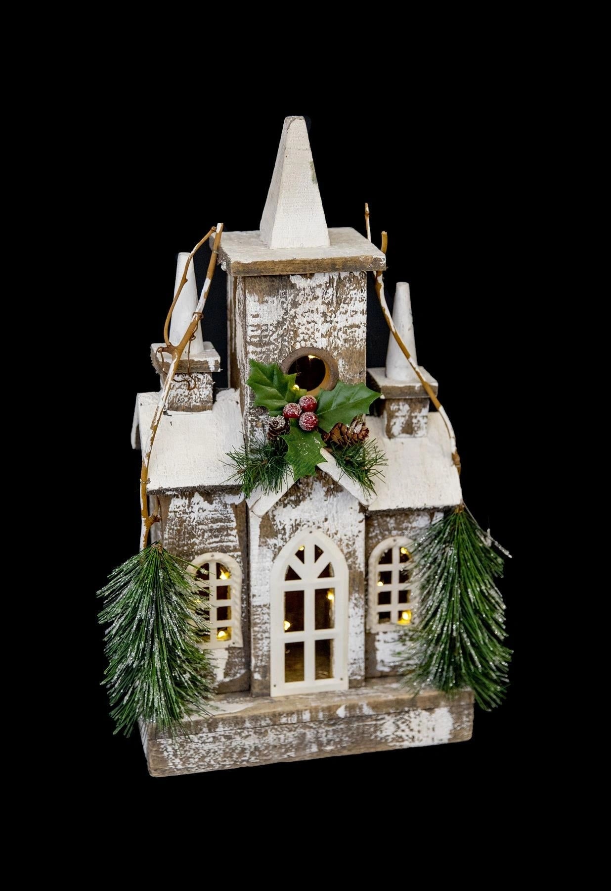 Wooden House Decorative Ornament Figurine Christmas Xmas Party Home Decorations