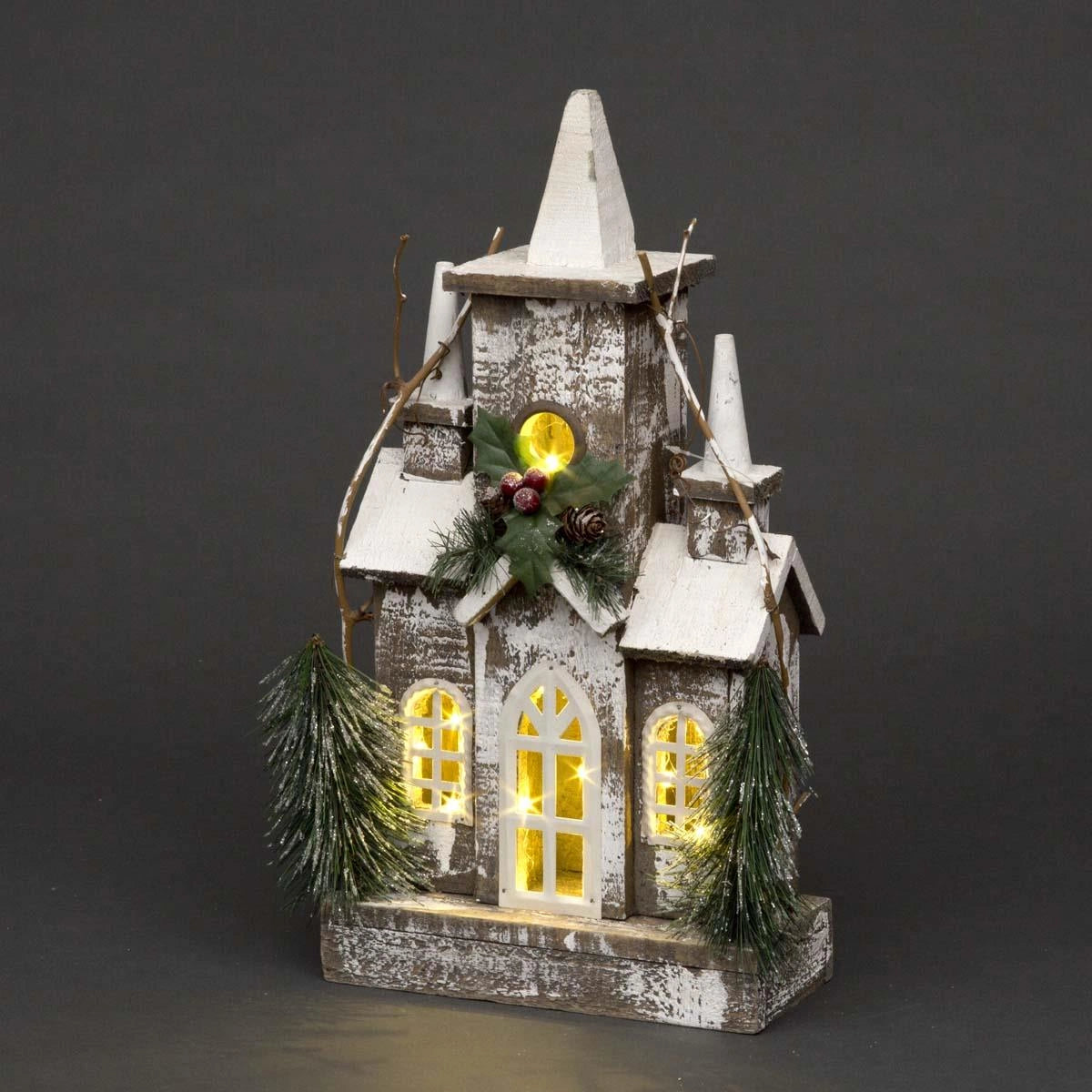 Wooden House Decorative Ornament Figurine Christmas Xmas Party Home Decorations