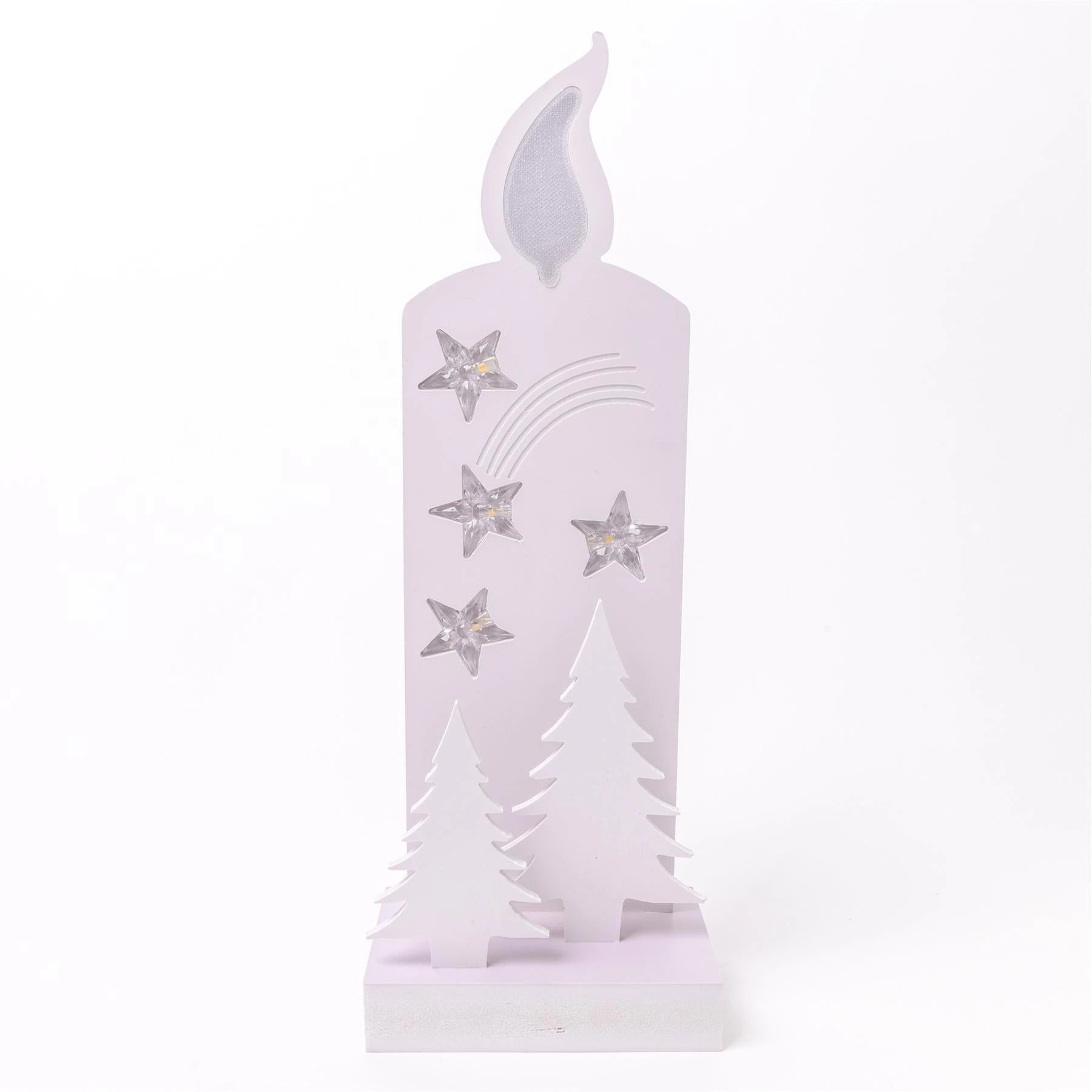 Wooden B/O Led Candle Silhouett 36Cm