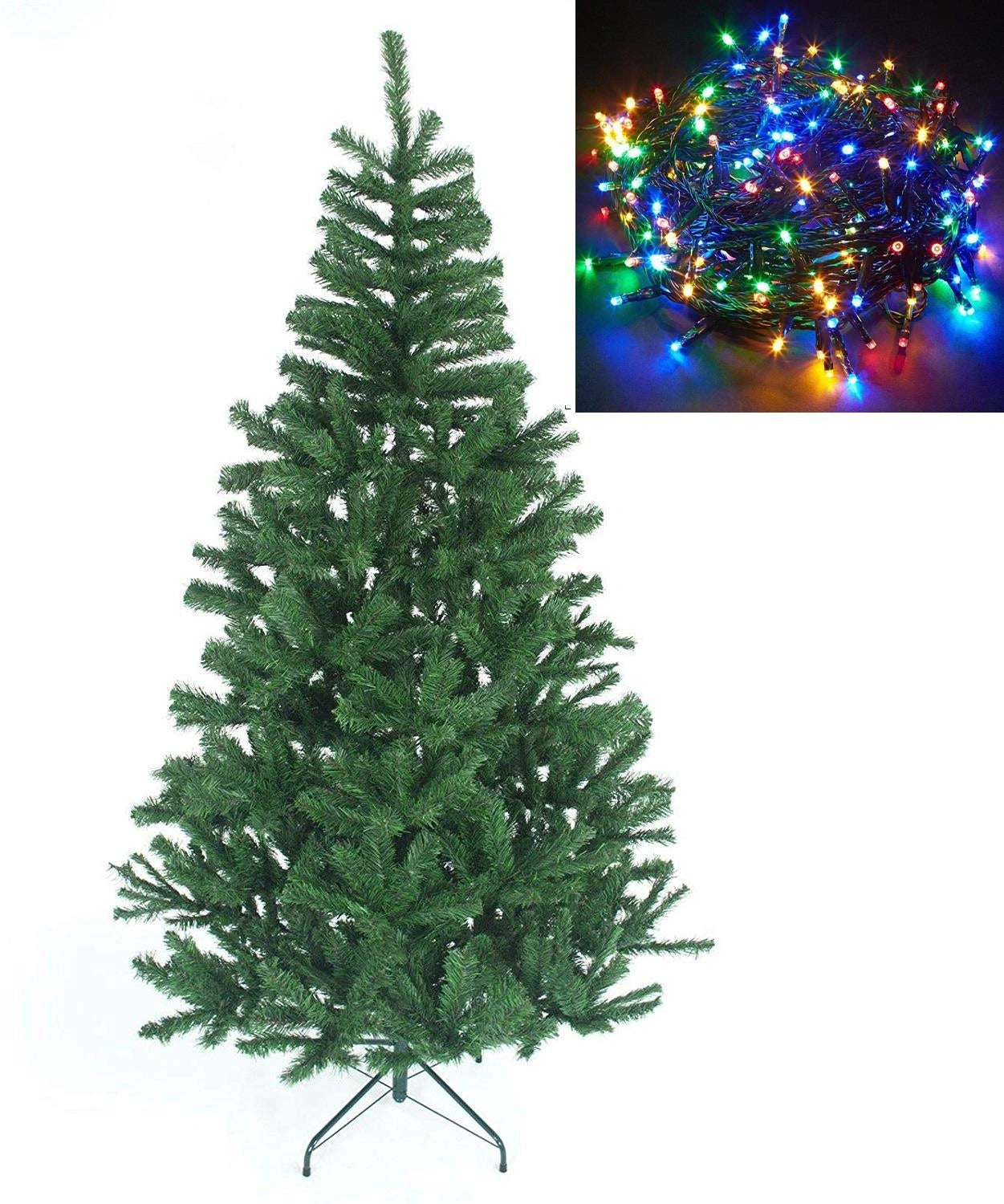 Green Christmas Tree Home Decorations Size 7Ft / 210Cm / With 500 Multi Coloured Led Lights (Separate)