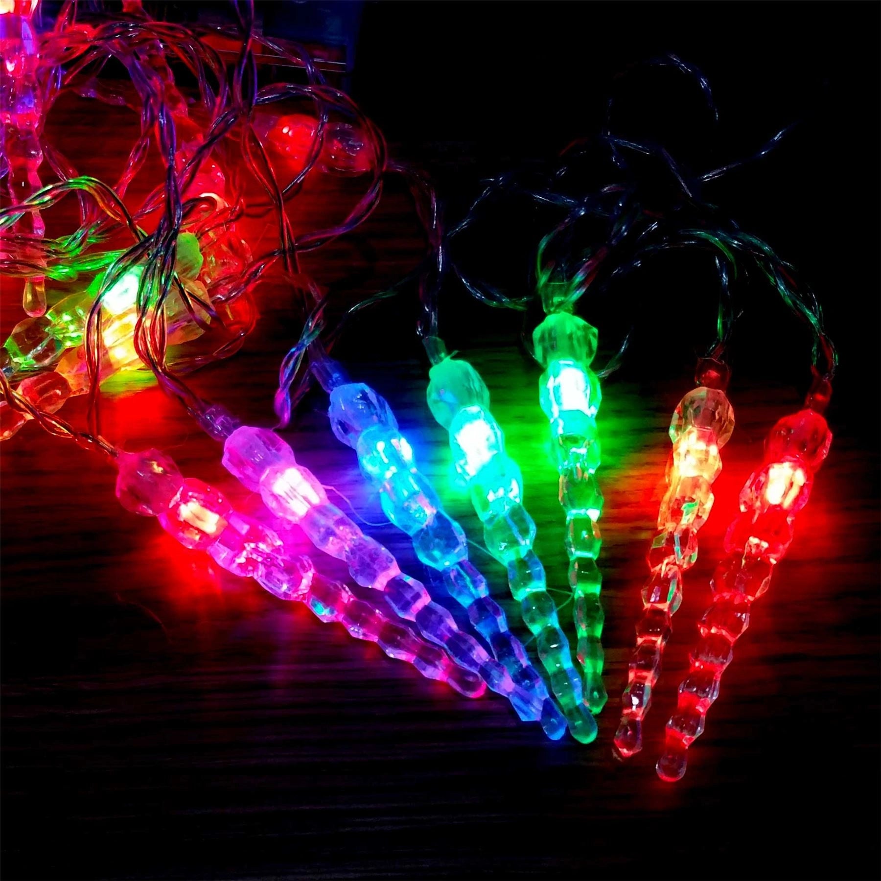 Battery Operated Ice Drops 20 MultiColour LED Fairy Xmas Christmas Decorations