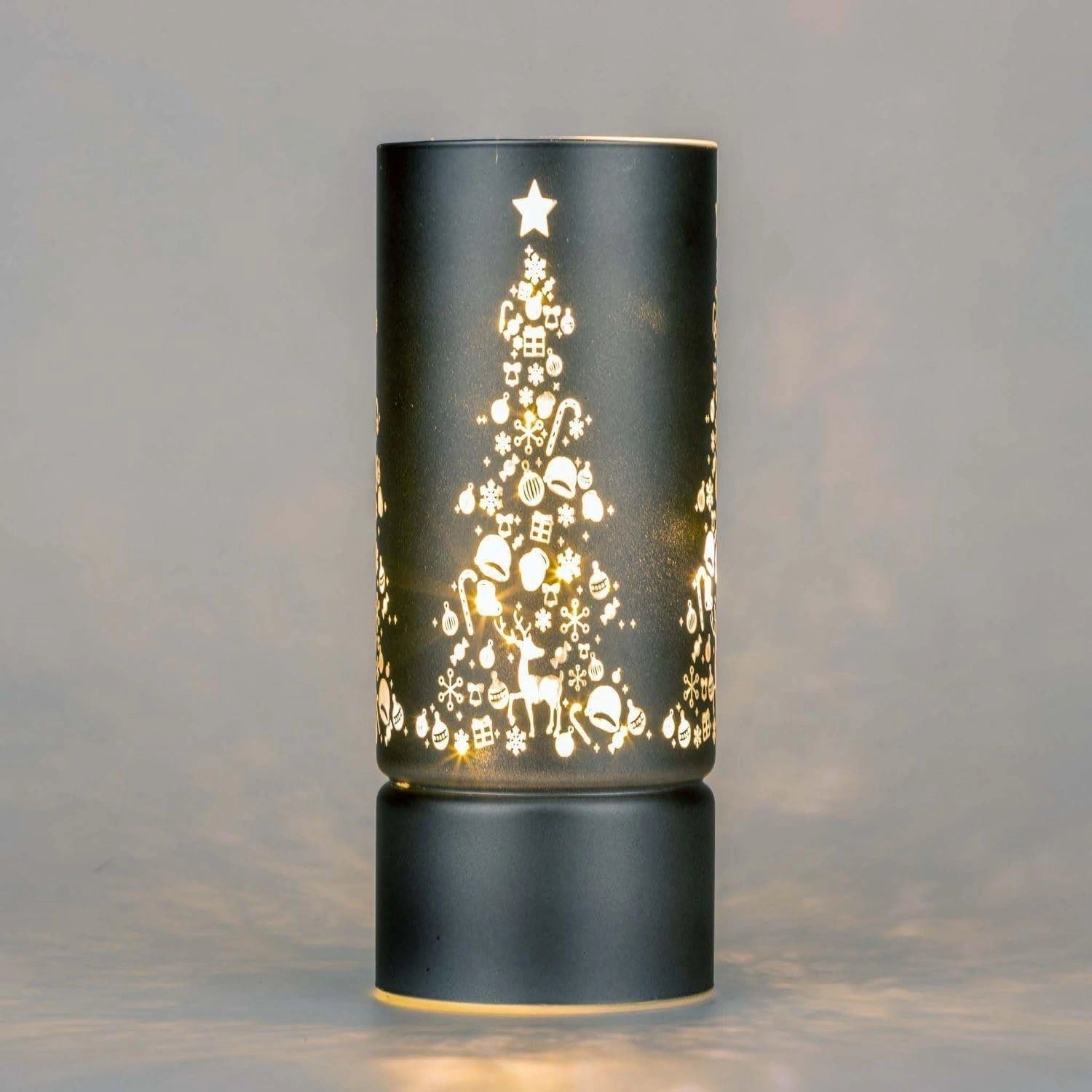 Christmas Table Decoration Led Grey Glass Vase Xmas Tree 22cm Window Home Decor