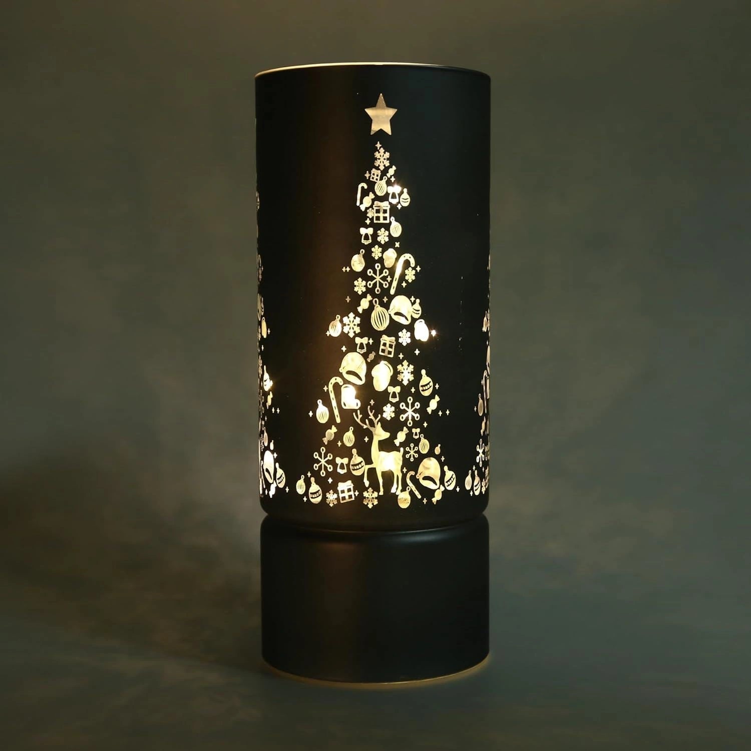 22Cm Christmas Decorated Vase Led Greyglass Vase / Christmas Tree