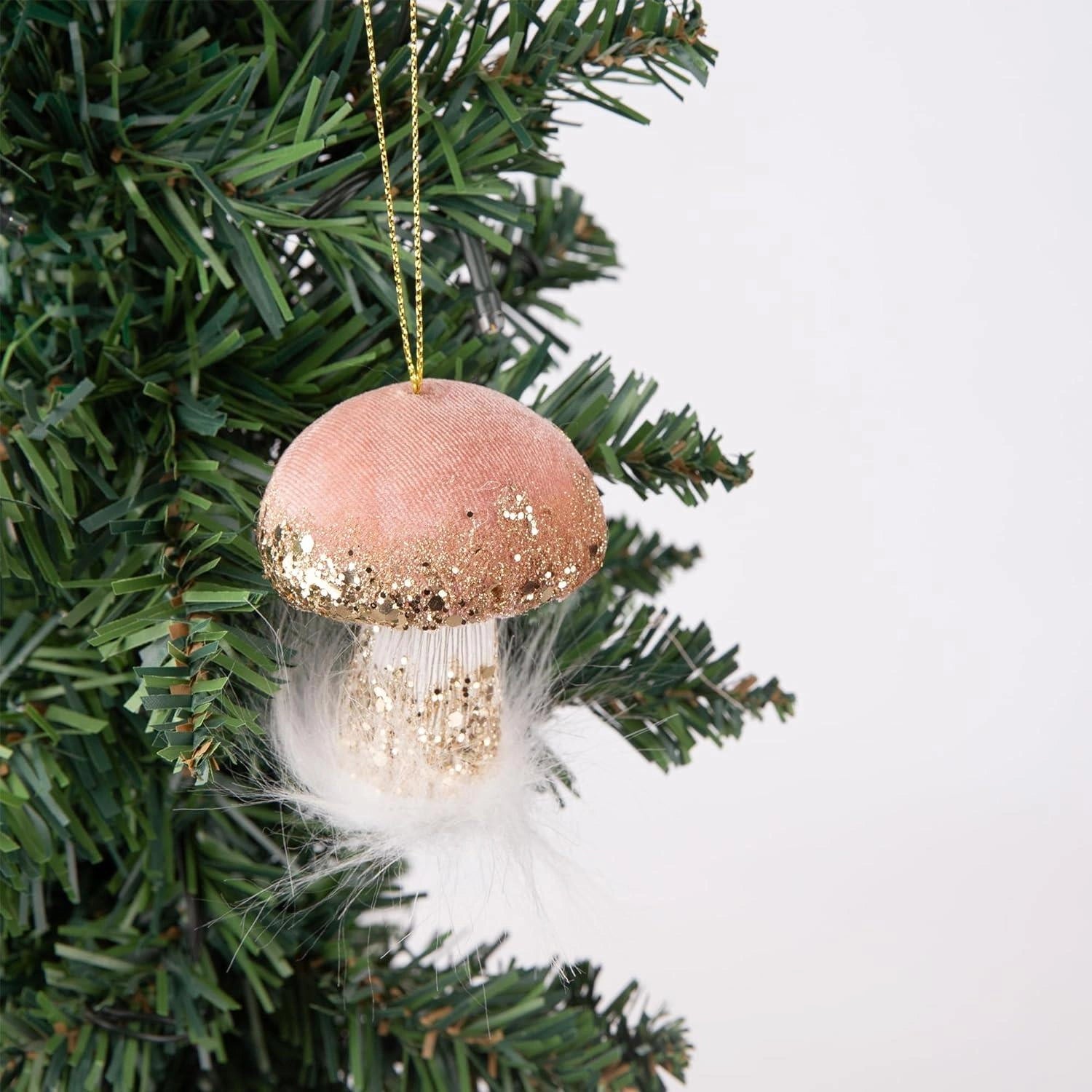 1X Christmas Hanging Ornaments Tree Pendants Pink Mushroom 7cm Xmas Decoration