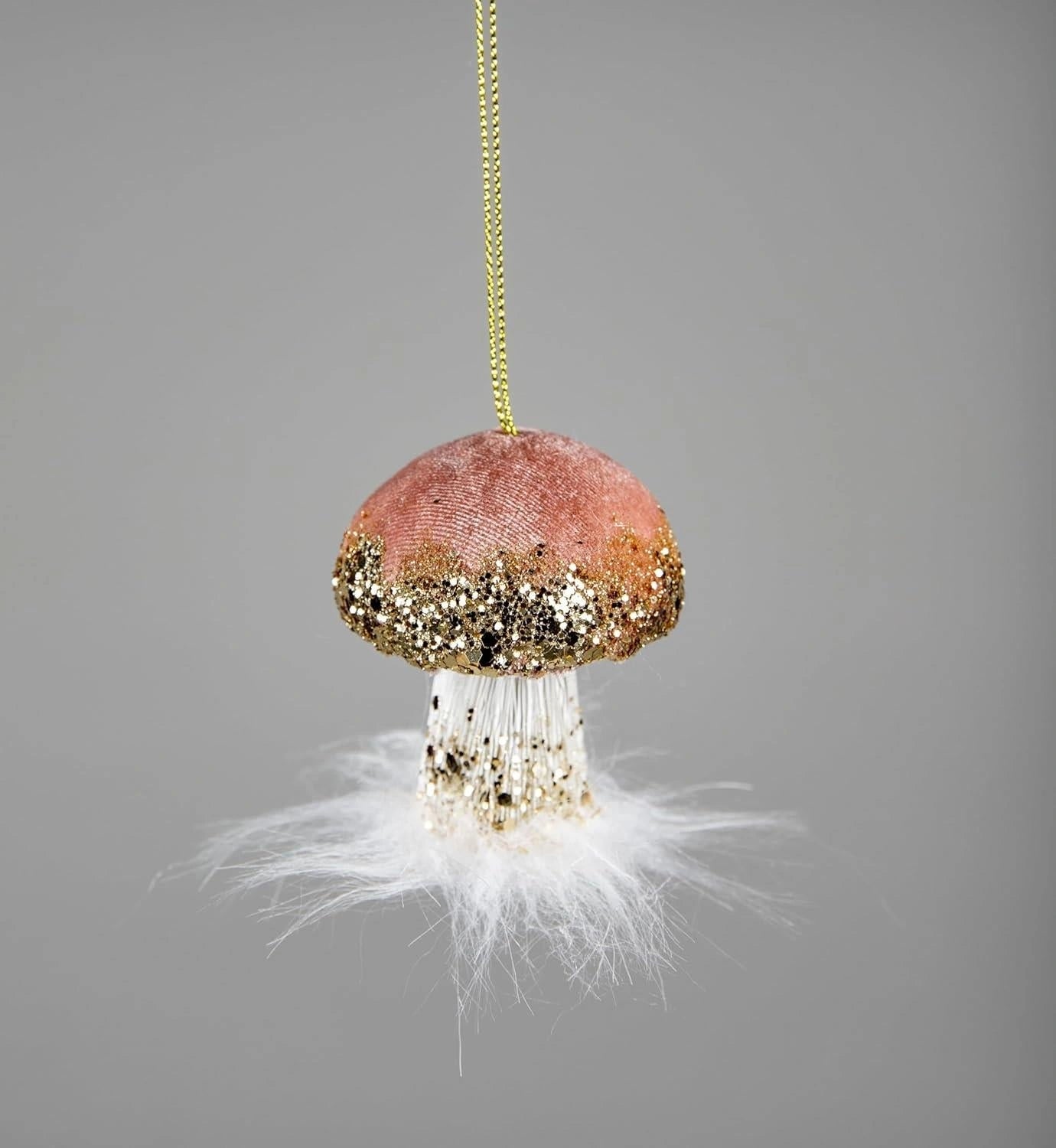 1X Christmas Hanging Ornaments Tree Pendants Pink Mushroom 7cm Xmas Decoration