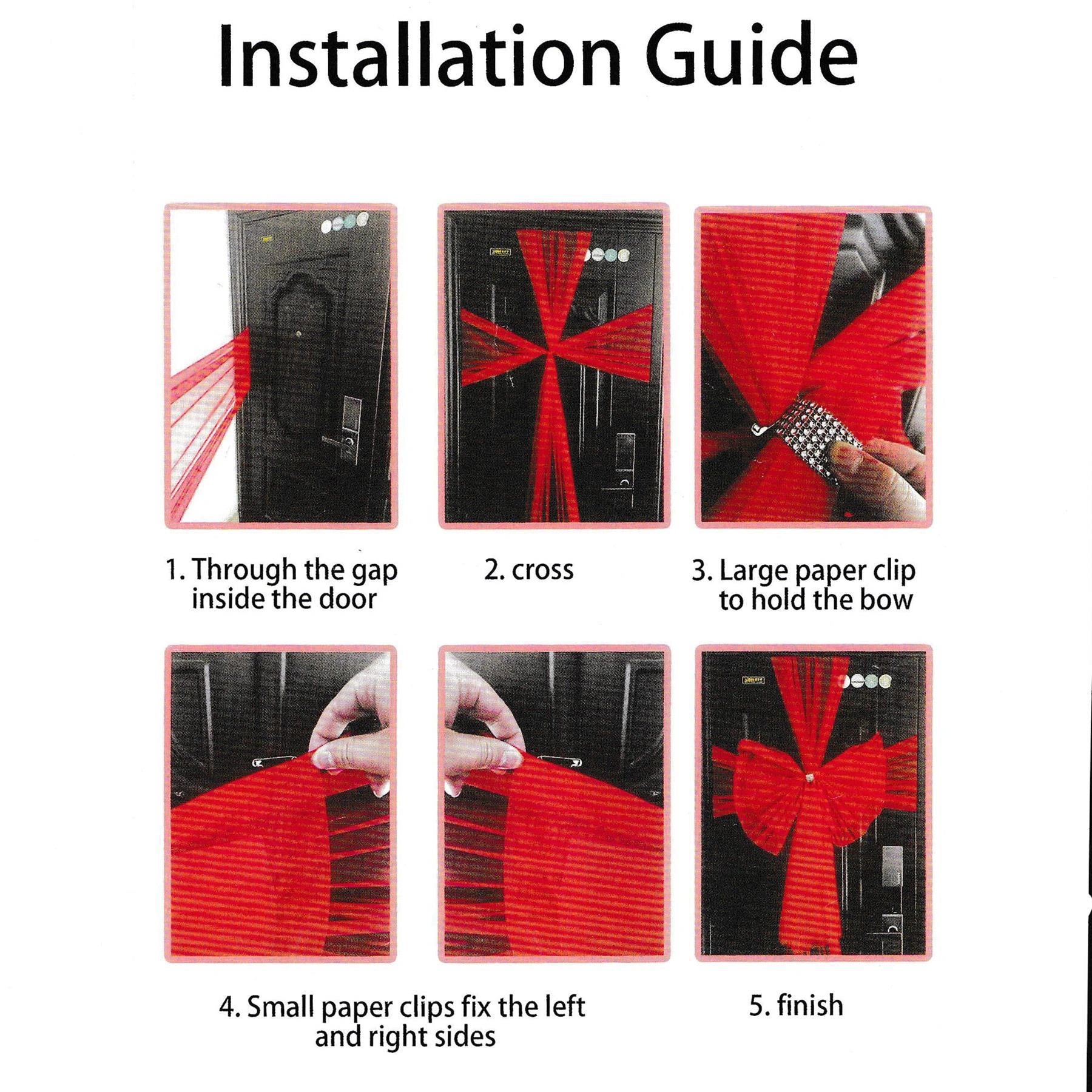 2PCS Giant Christmas Bow Red Organza Front Door Wedding Festive Xmas Decor 7.5m