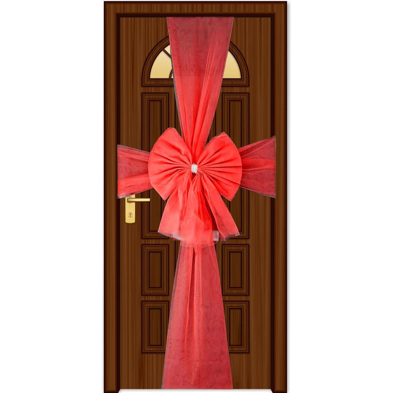 75X750Cm Door Bow Kit Red Ribbon Pack Of 2 - Bow Size:60X80Cm