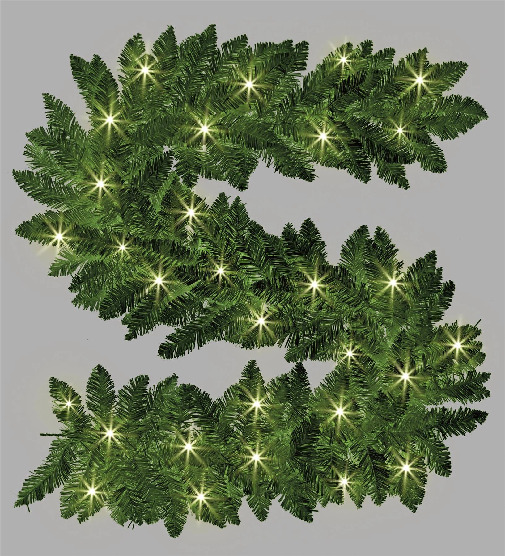 Green Christmas Garland Pre Lit Artificial Bushy Wall Door XMAS Home Decor 2M UK