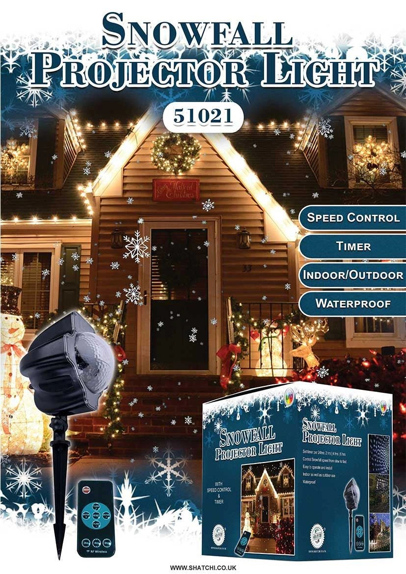 Snowfall LED Red Blue Green Projector Light Timer Christmas Lights Decorations