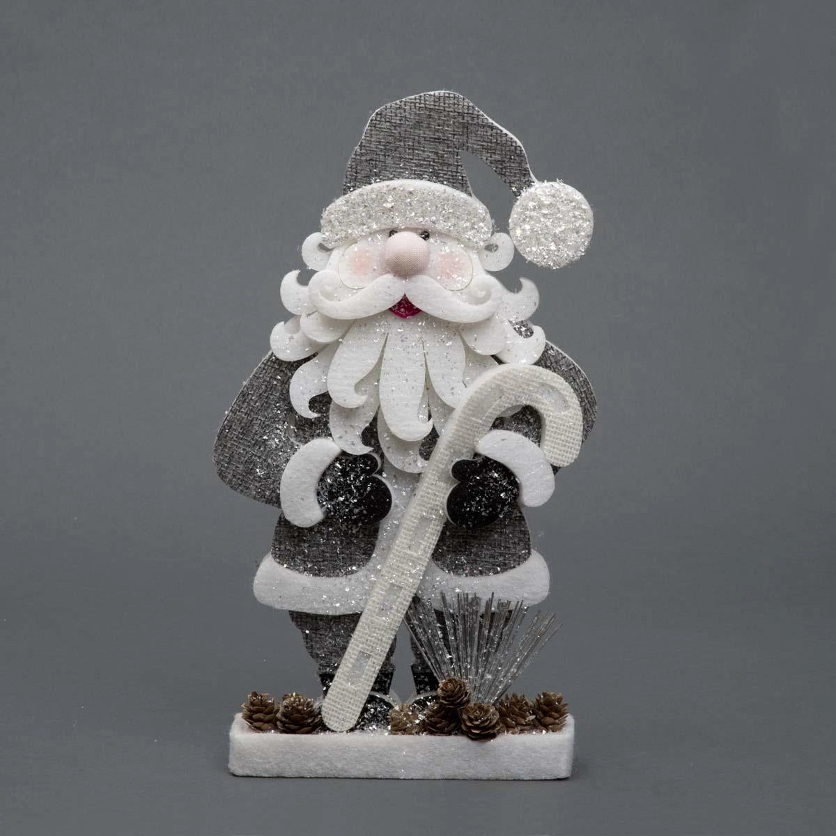 Christmas Tabletop 42cm Grey Santa Figurine Centerpiece Xmas Window Home Decor