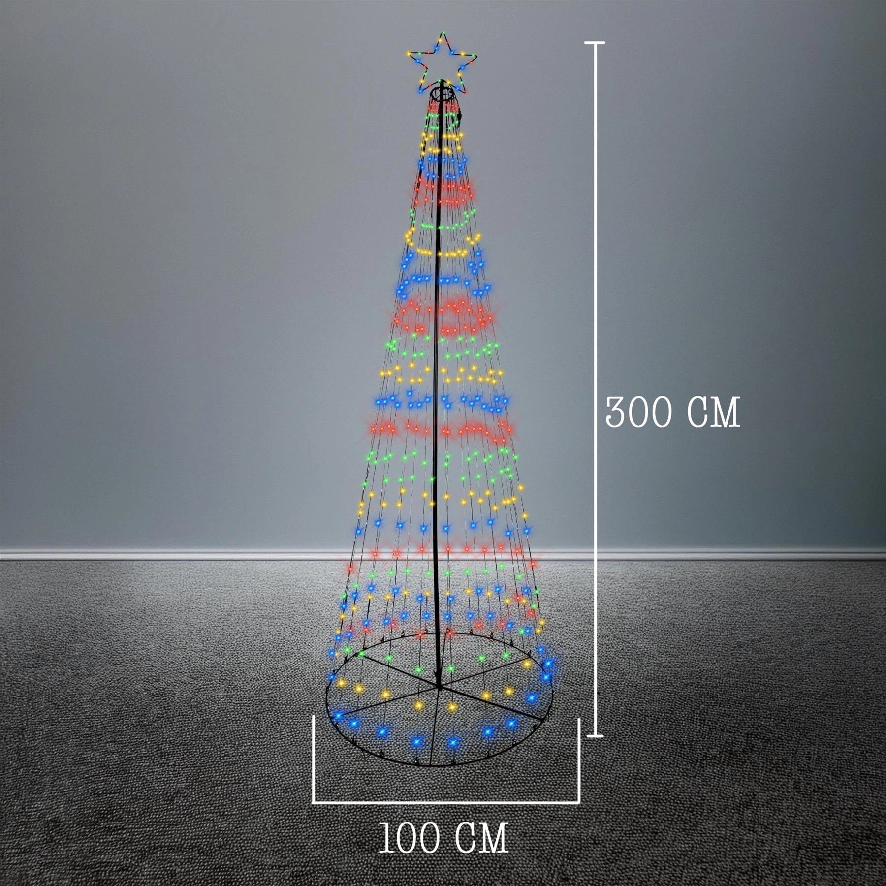 Christmas Cone Tree Maypole Star Topper Multifunction LED Lights Xmas Decor 10FT