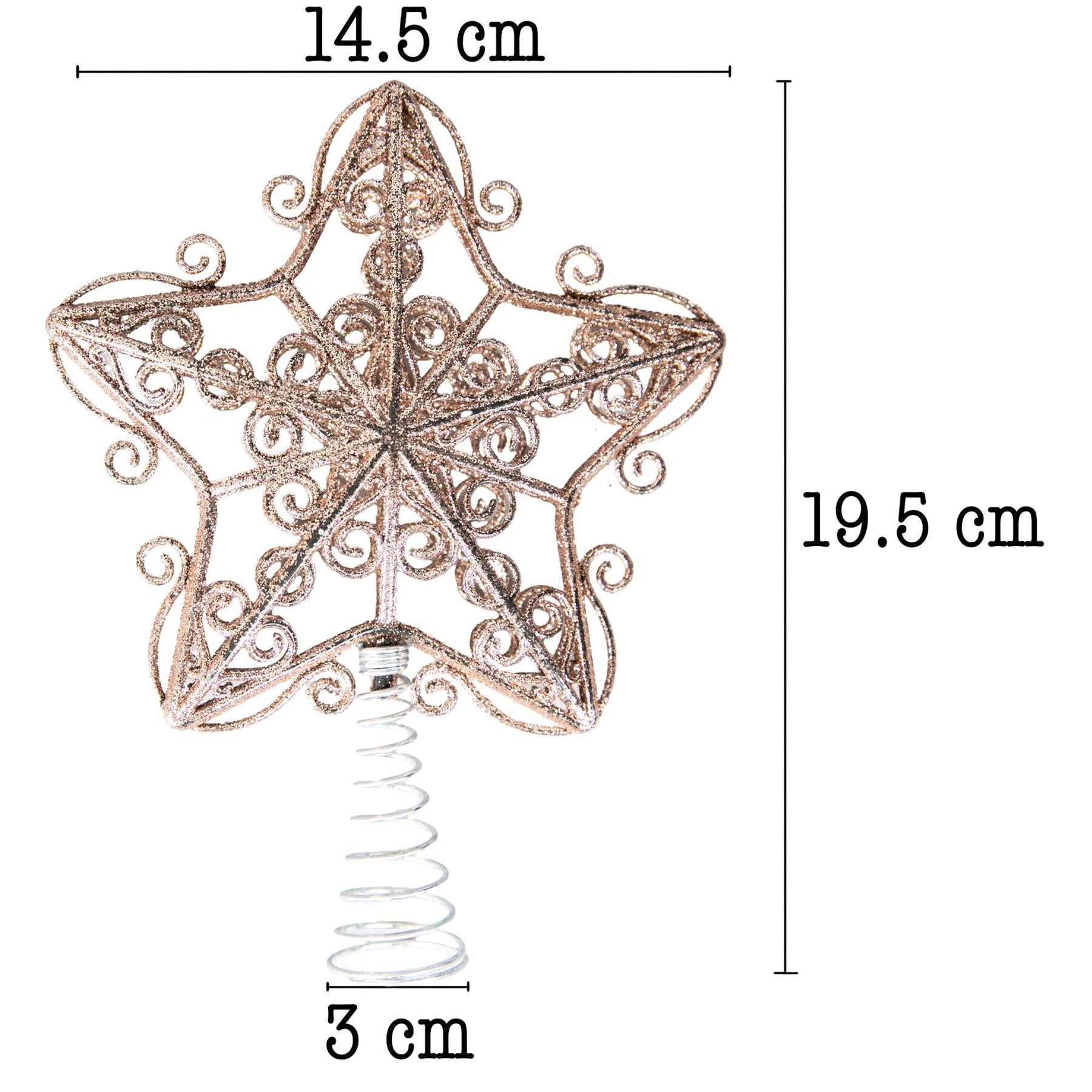 Christmas Star Tree Topper Rose Gold Glitter Crown Xmas Ornaments Decor 14.5cm