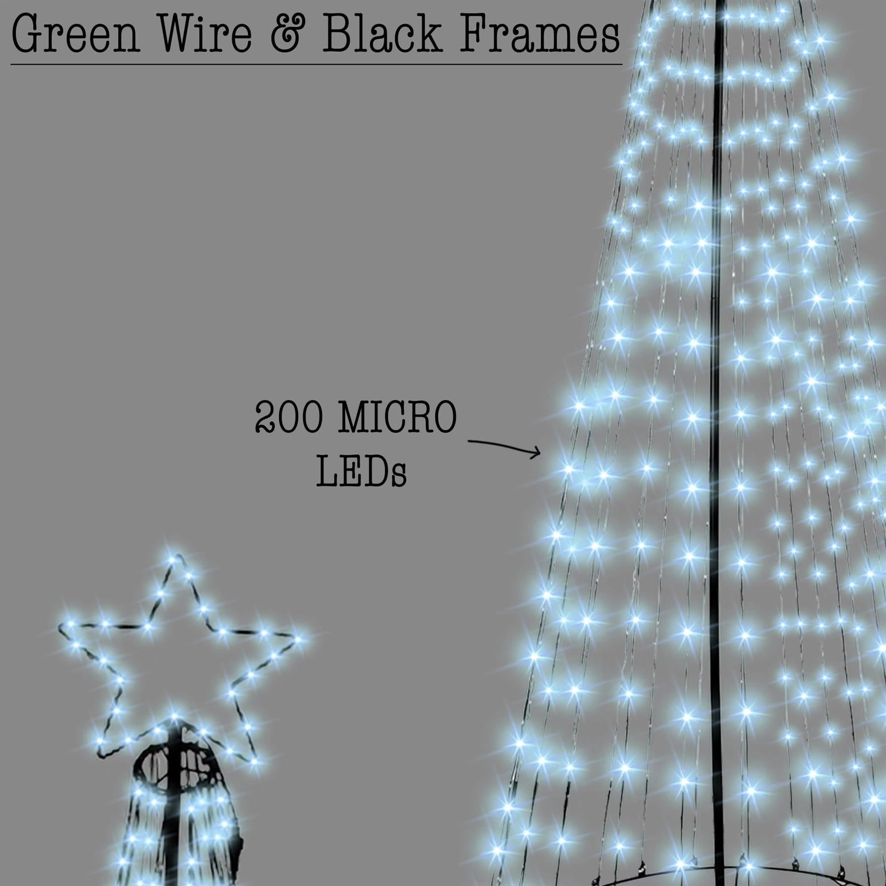 Christmas Cone Tree Maypole Star Topper Multifunction LED Light Xmas Decor 4.6FT