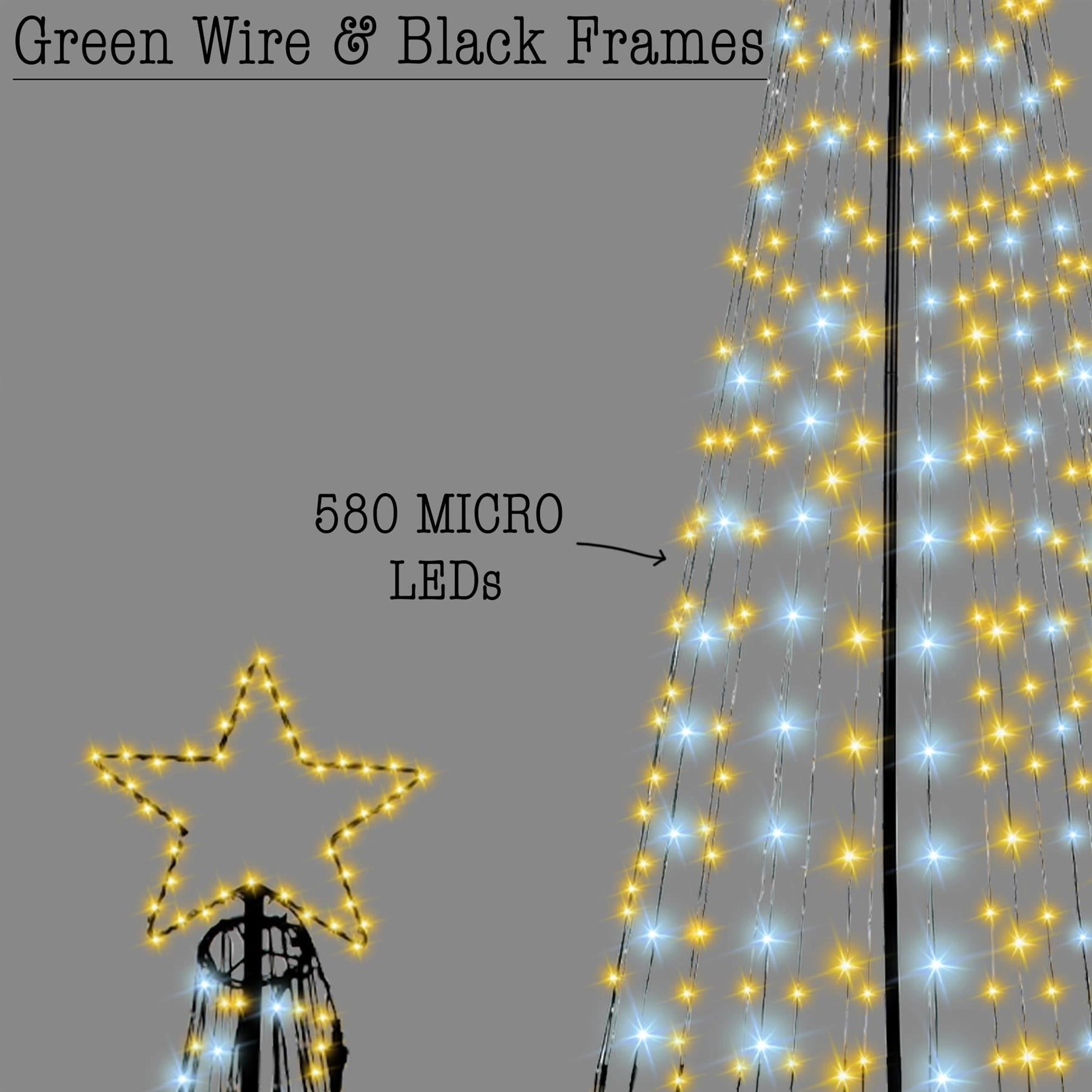 Christmas Cone Tree Maypole Star Topper Multifunction LED Lights Xmas Decor 8FT