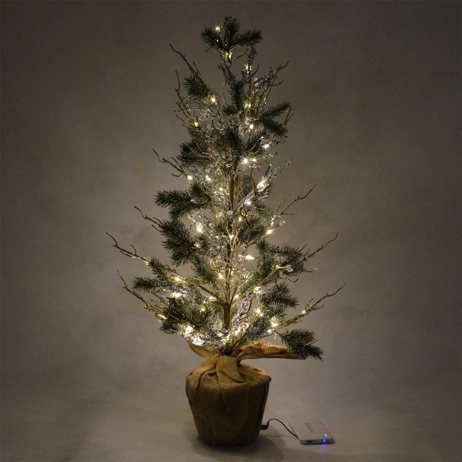 Pre Lit Christmas Tree Battery USB Operated Warm White LED Xmas Home Decor 18IN