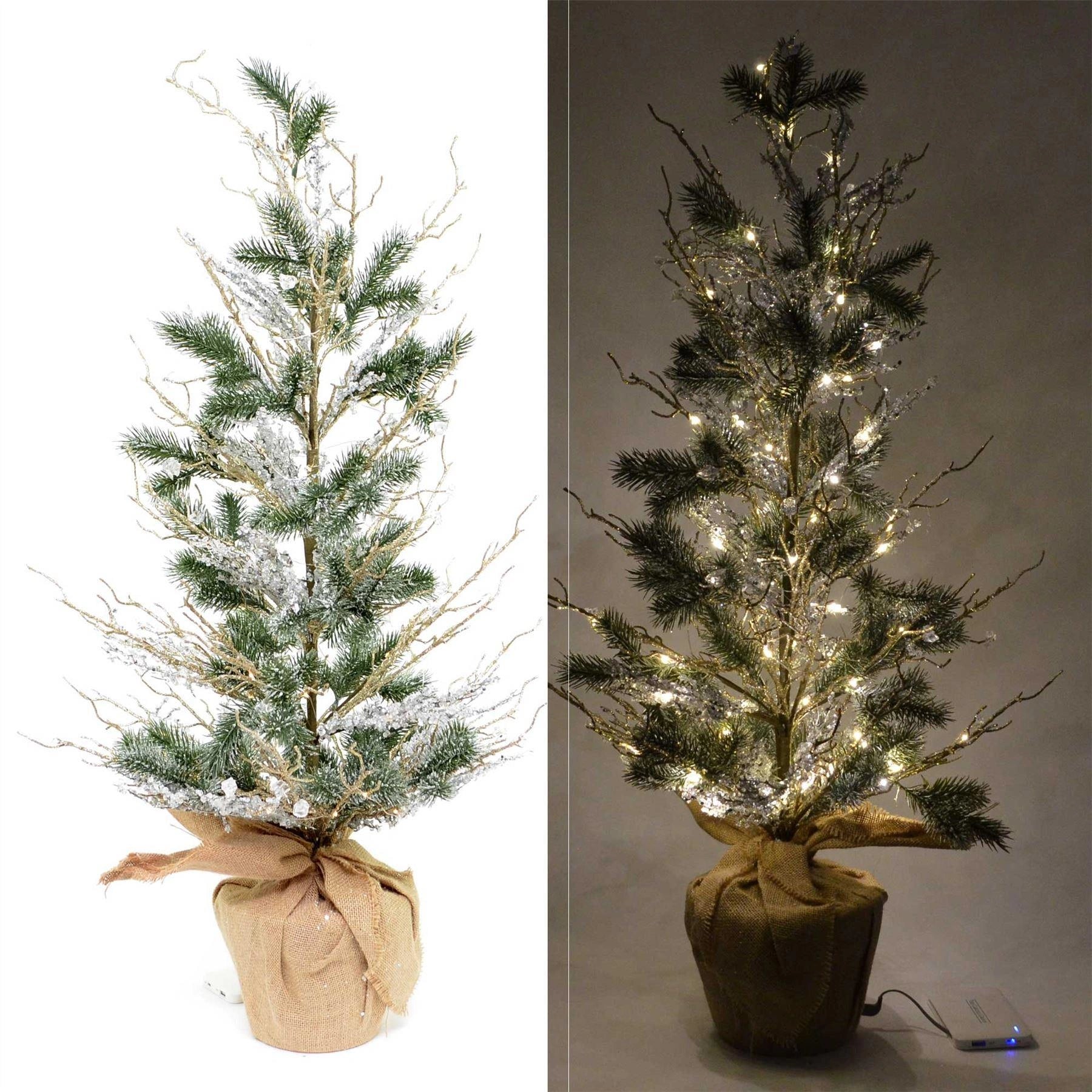 Pre Lit Christmas Tree Battery USB Operated Warm White LED Xmas Home Decor 18IN
