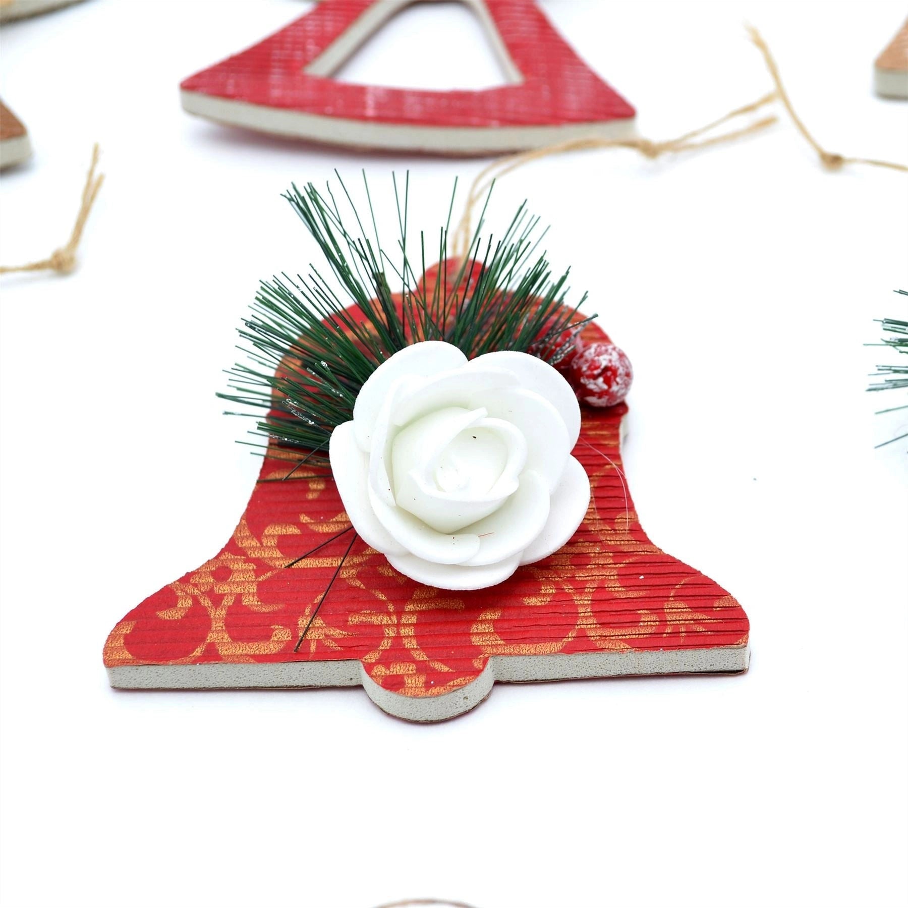 15 Christmas Tree Hanging String Decorations Hand Crafted Xmas Festive Ornaments