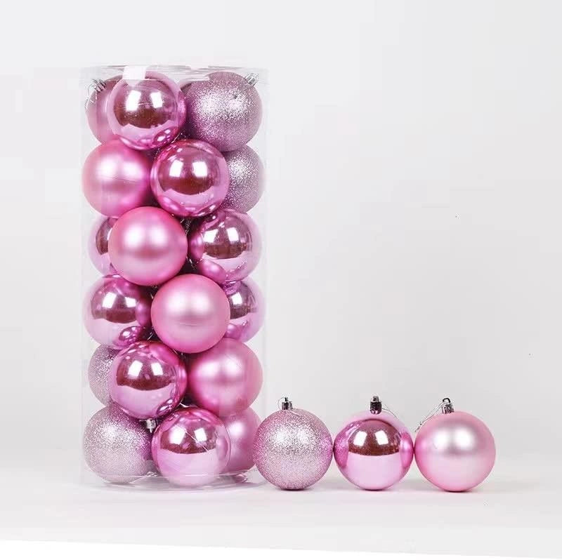 24X Christmas Baubles Tree Ornament Pale Pink Ball Xmas Hanging Decorations 50mm