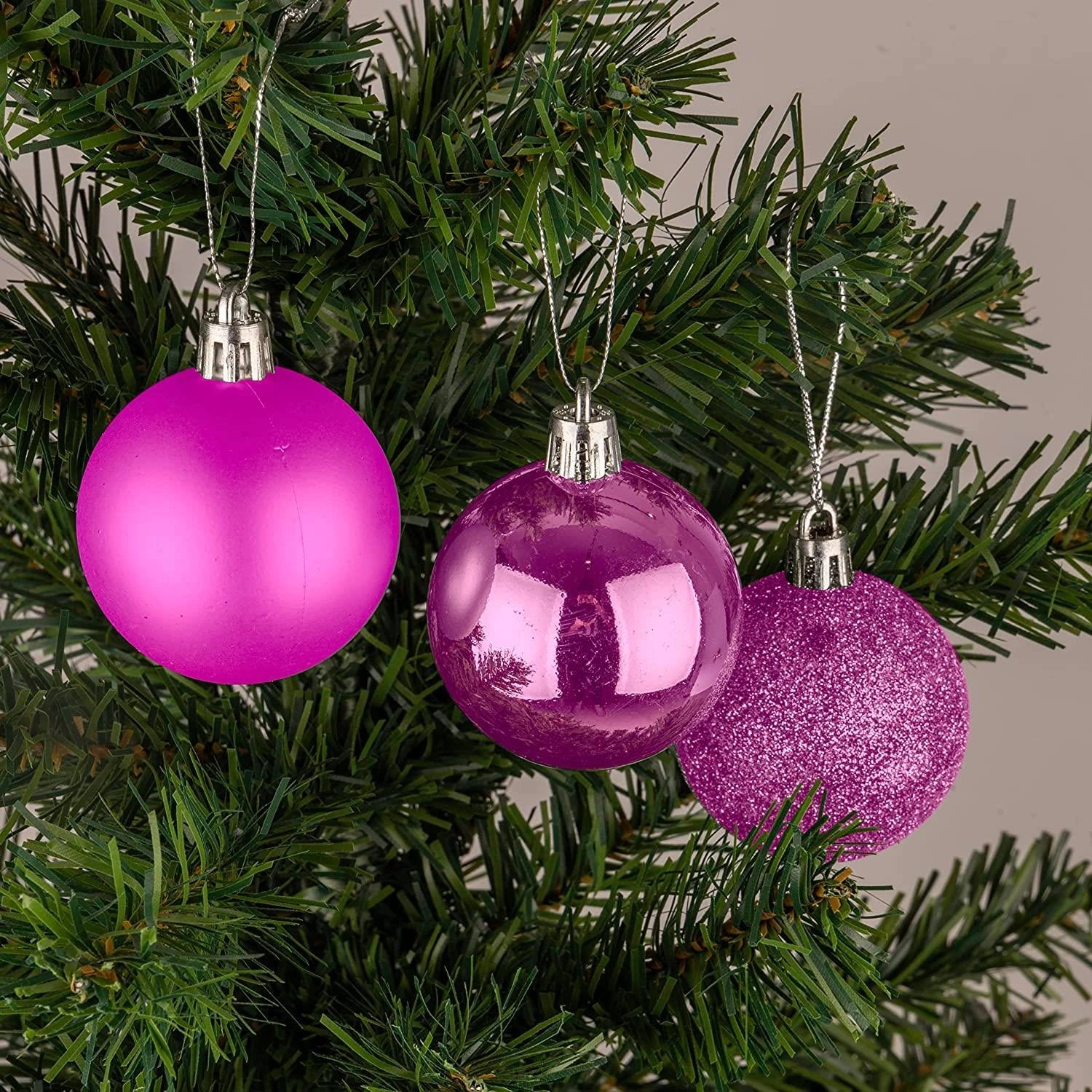 24X Christmas Baubles Tree Ornament Pale Pink Ball Xmas Hanging Decorations 50mm