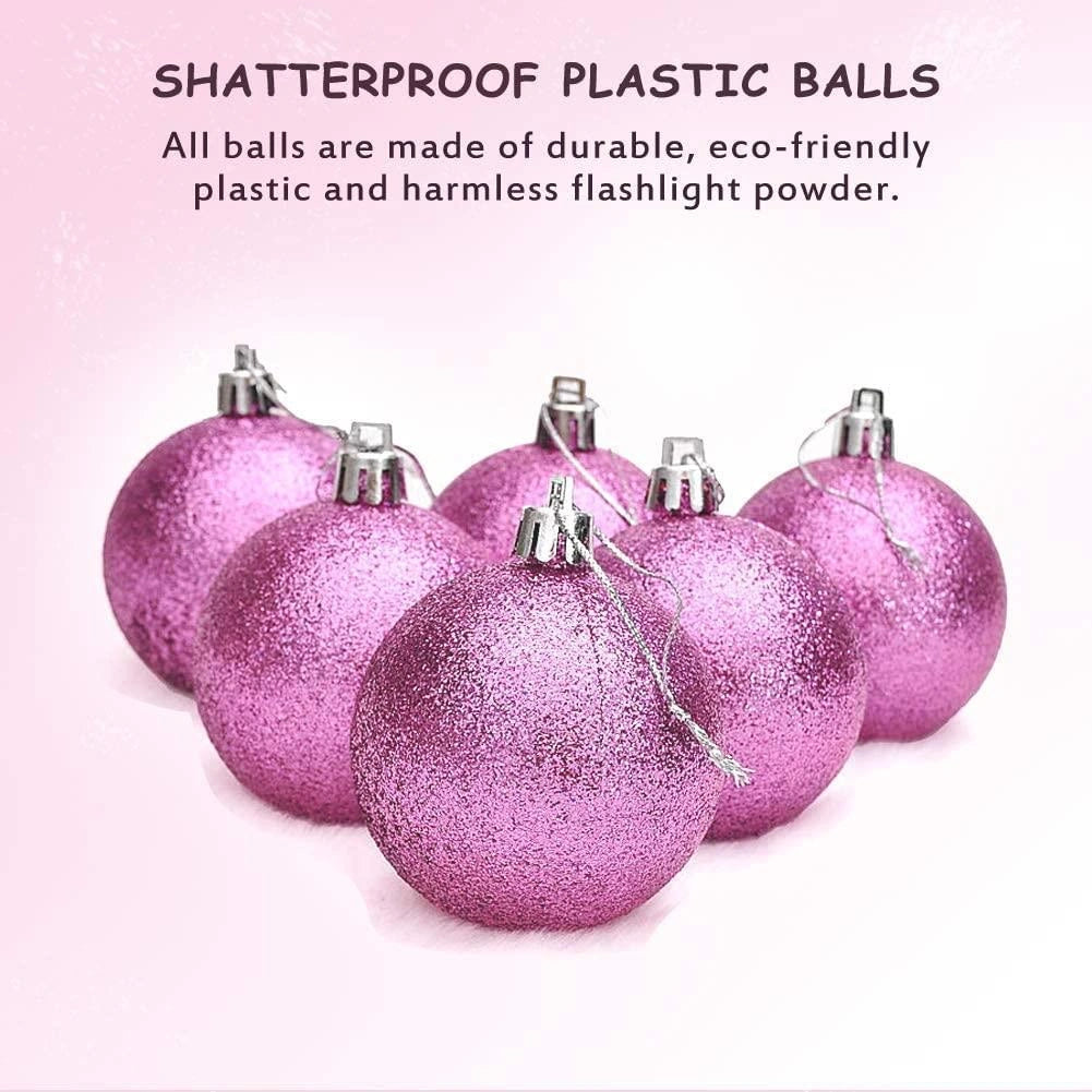 24X Christmas Baubles Tree Ornament Pale Pink Ball Xmas Hanging Decorations 50mm