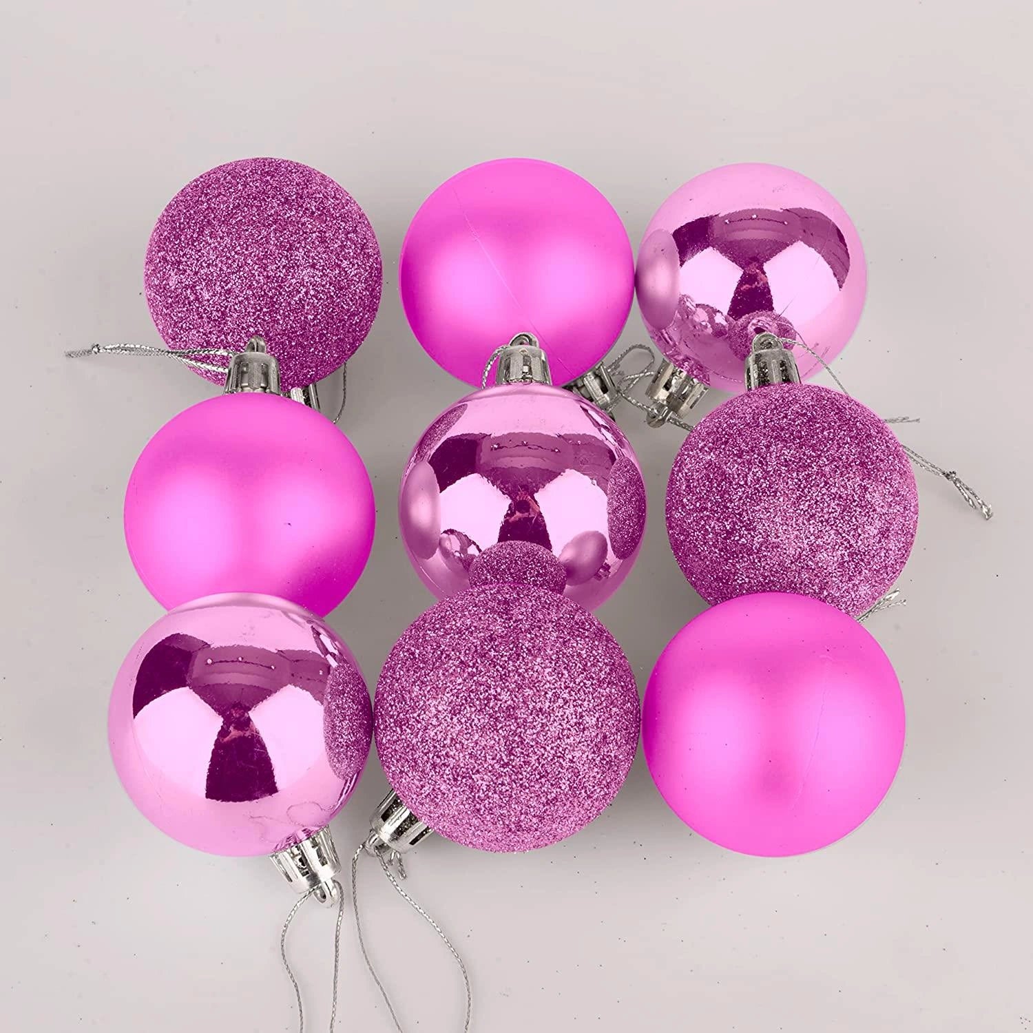 24X Christmas Baubles Tree Ornament Pale Pink Ball Xmas Hanging Decorations 50mm