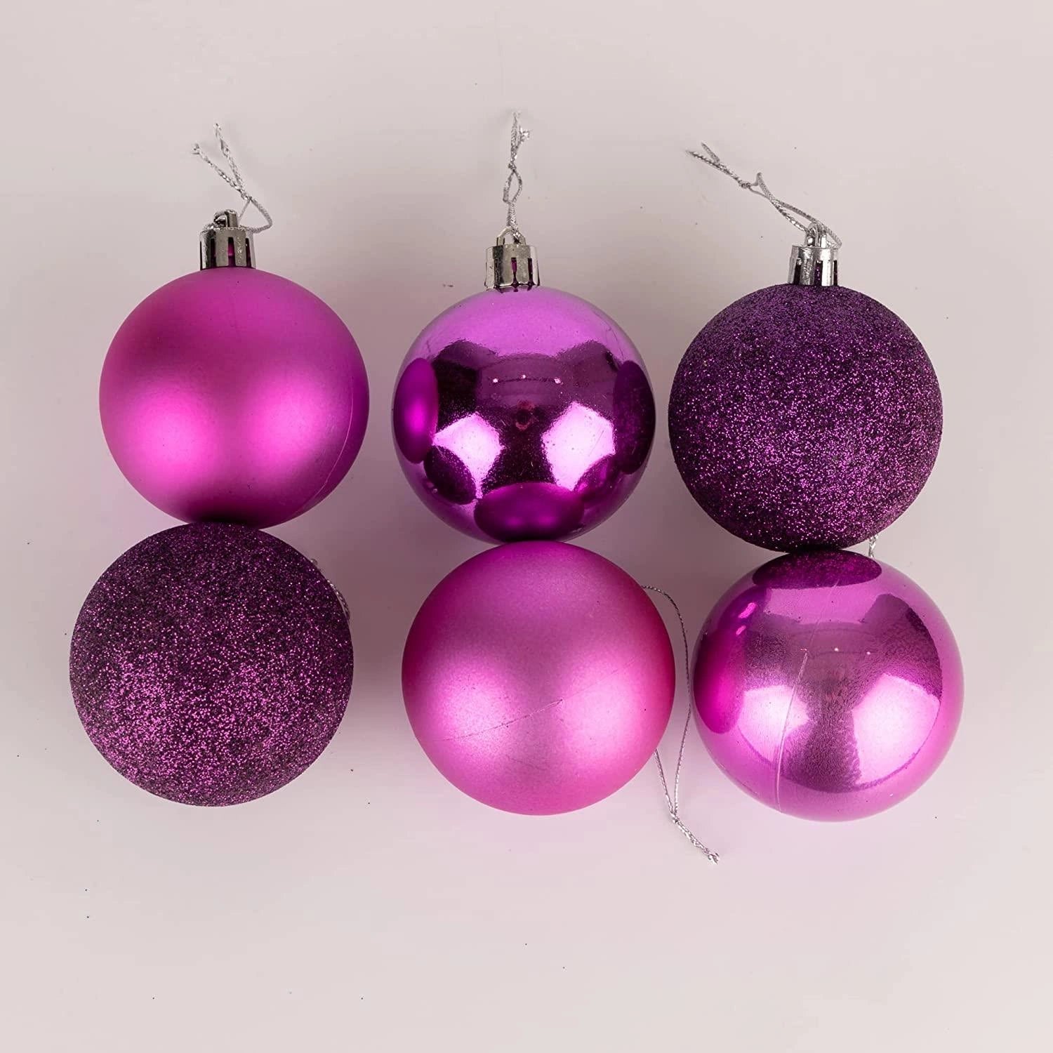 18X Christmas Baubles Tree Ornaments Purple Balls Xmas Hanging Decorations 60mm