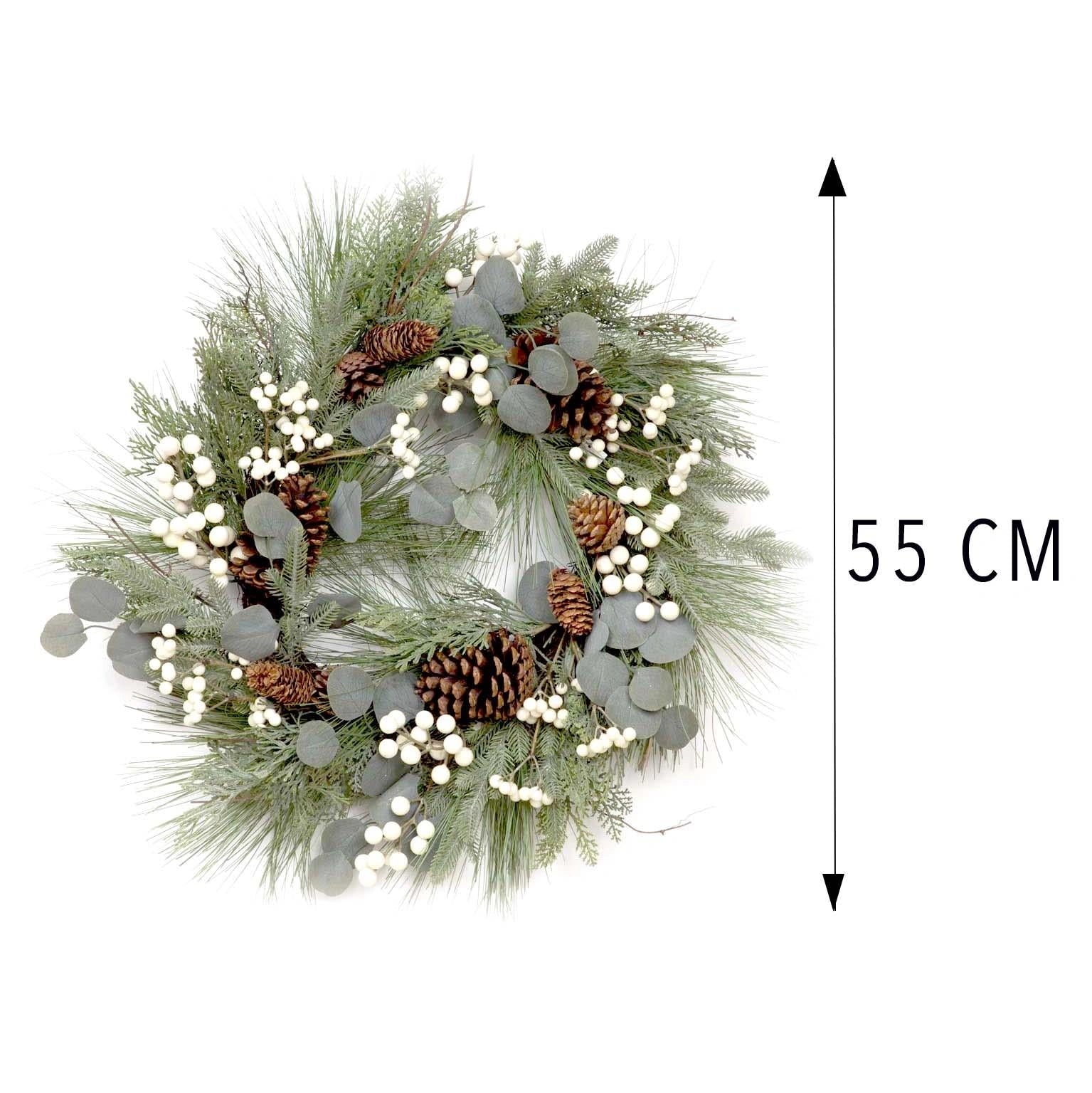 55cm Christmas Wreath Decorated Snow Berry Door Wall Home Xmas Hanging Ornaments