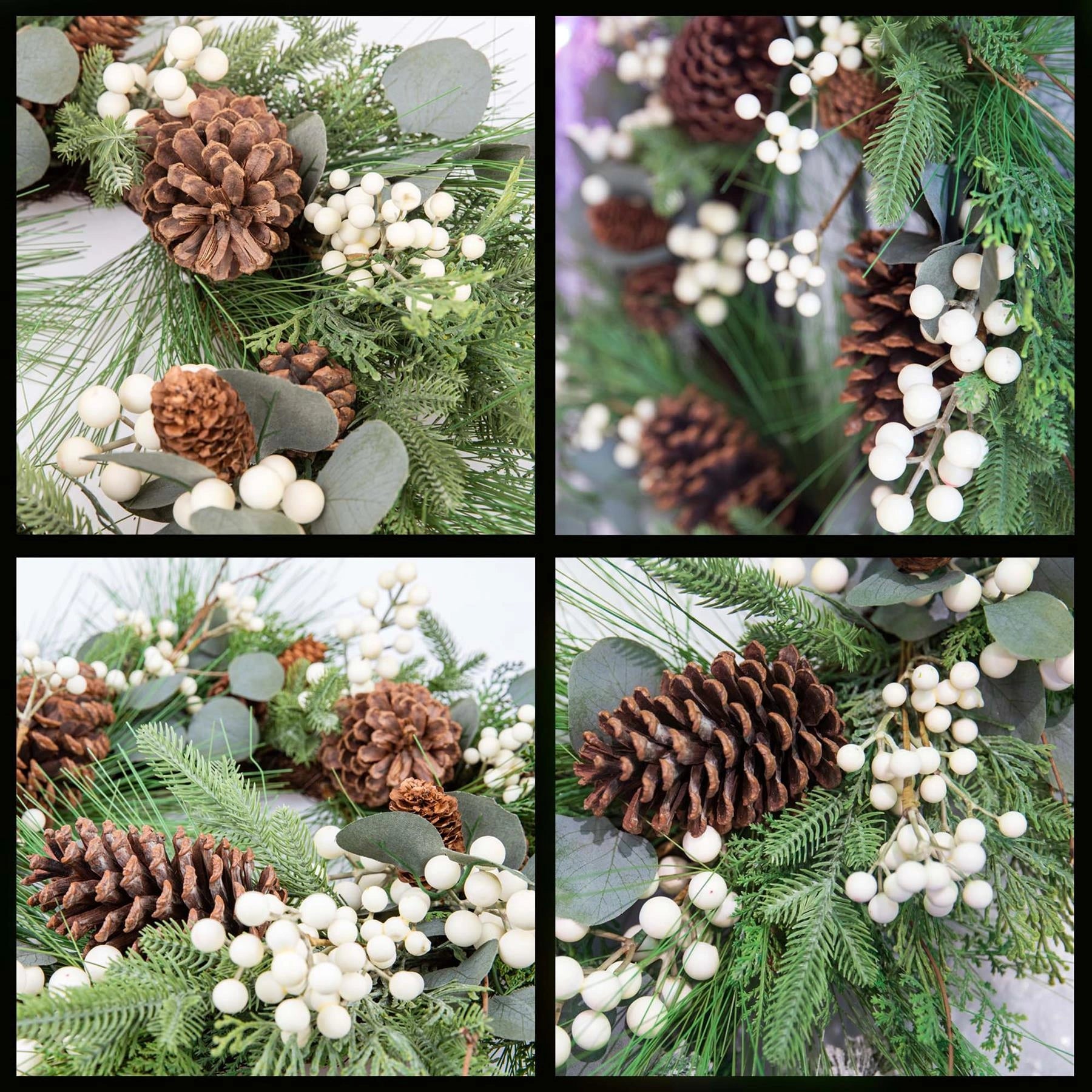 55cm Christmas Wreath Decorated Snow Berry Door Wall Home Xmas Hanging Ornaments