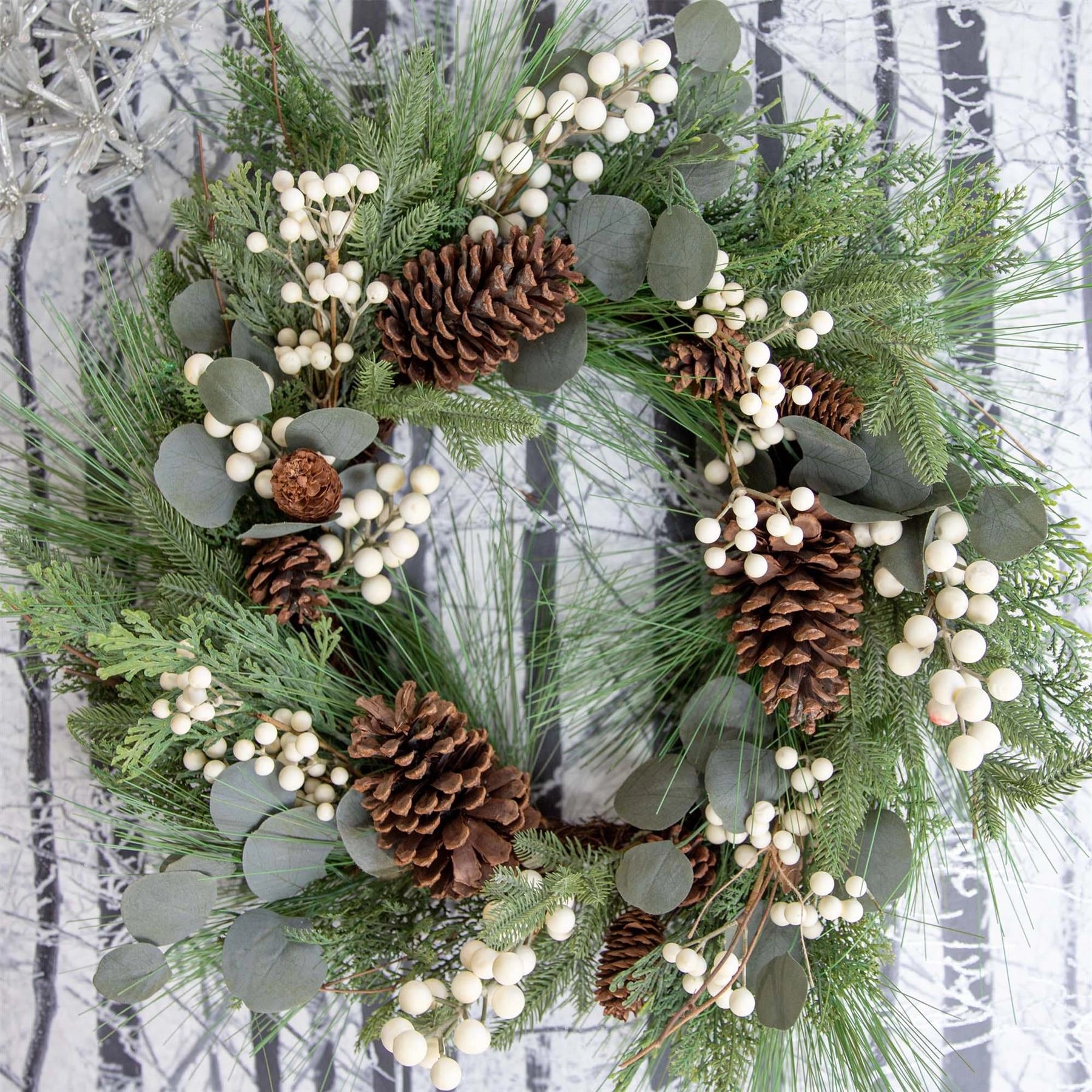Snowberry & Cone Wreath-55Cm