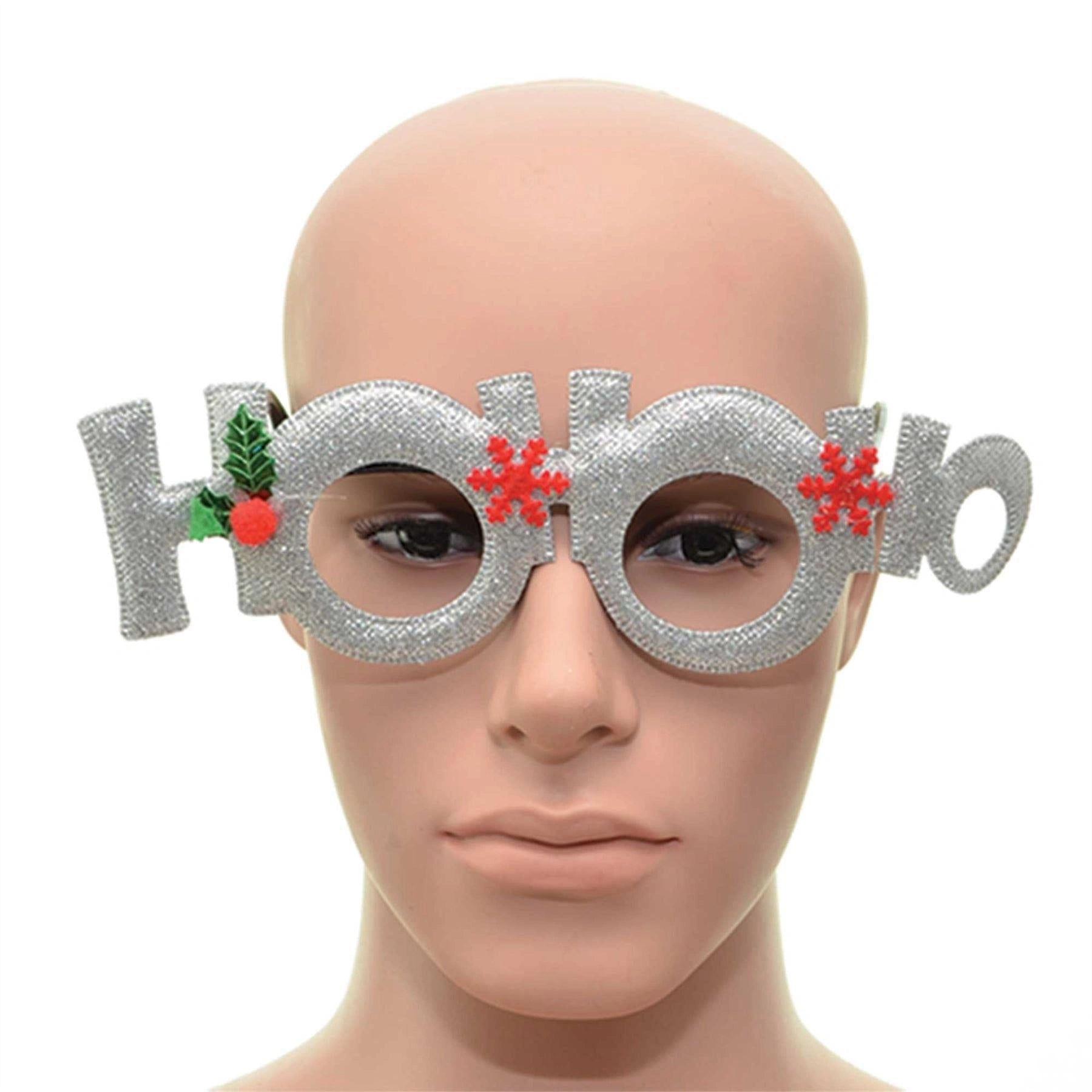 Silver Hoo-Ho Christmas Glasses Specs Fancy Xmas Dress Novelty Sunglasses Party Accessories
