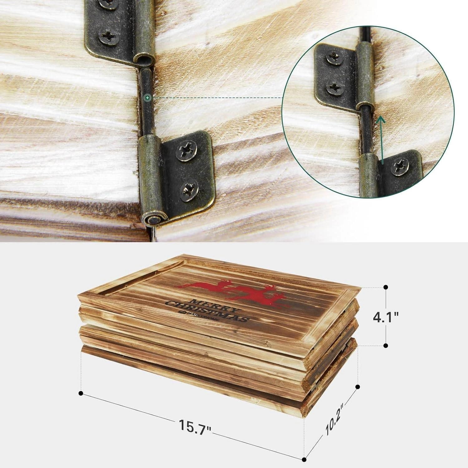 Christmas Tree Collar Foldable Wooden Stand Cover Burned Xmas Tree Decor 45cm